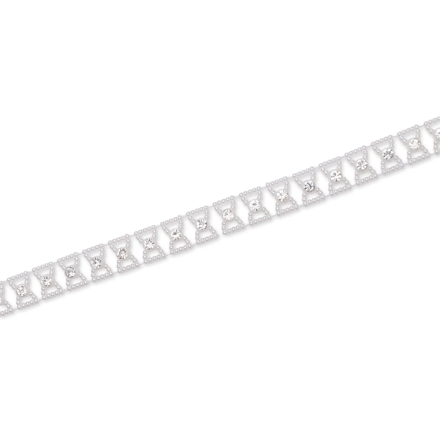 1/2 Inch Pearly Rhinestone Diamond Hourglass Link Chain Trim (10 Yards) - Image 2