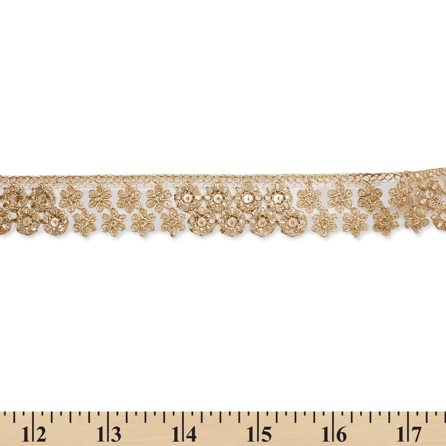 1.25 Inch Floral Corded Sequin Woven Mesh Trim (9.8 Yards / 9 Meters) - Image 7