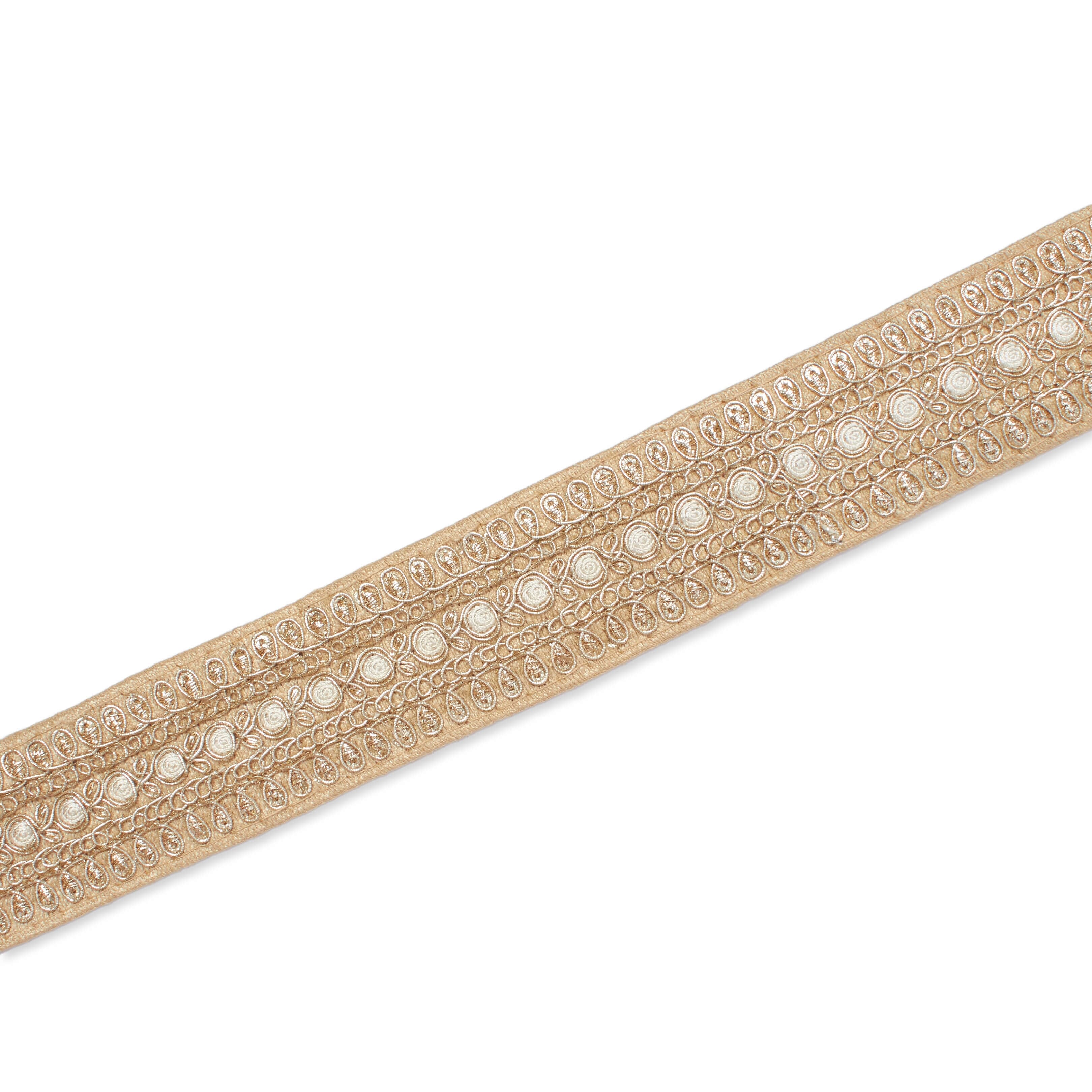 1.5 Inch Floral Petal Corded Two Tone Woven Trim - Image 3