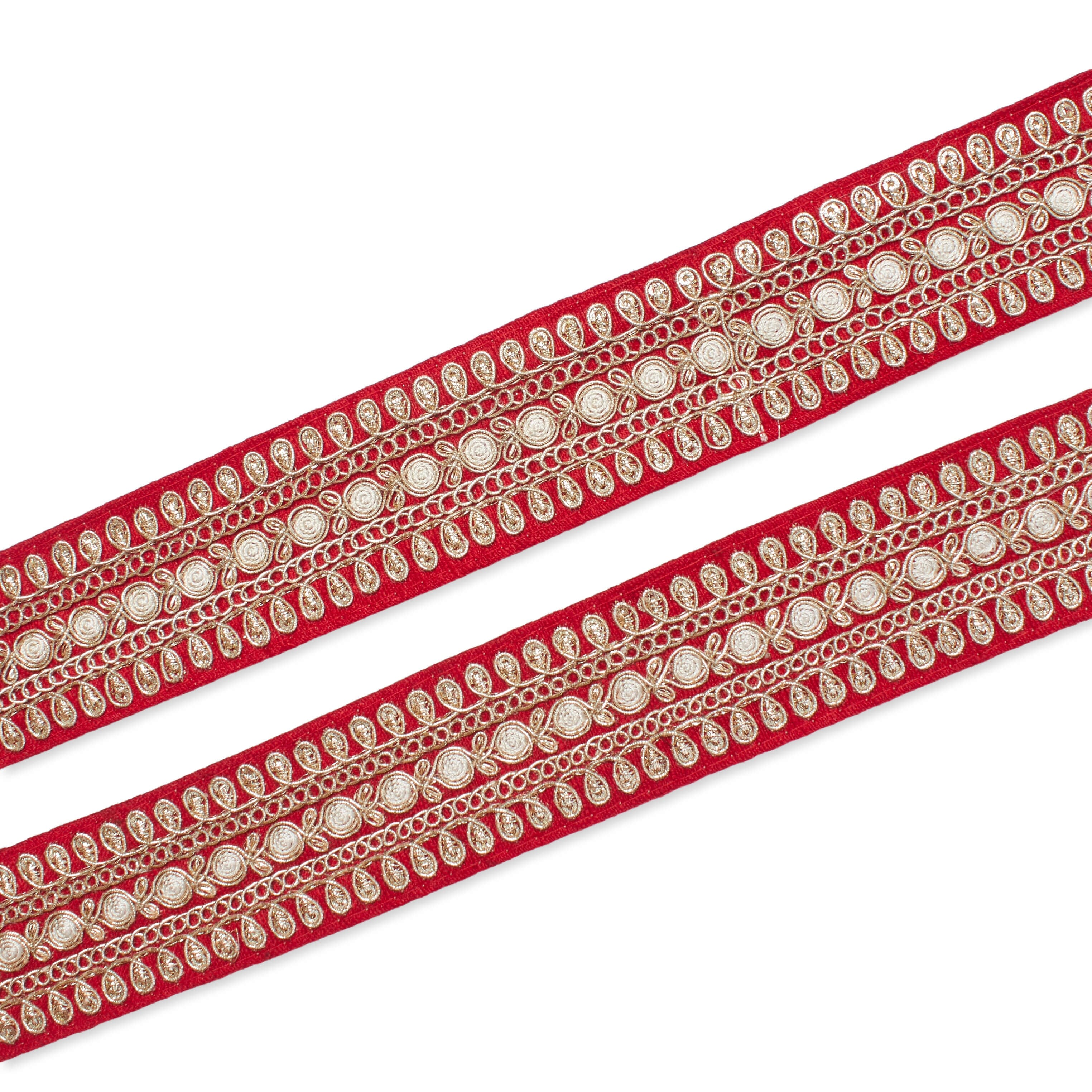 1.5 Inch Floral Petal Corded Two Tone Woven Trim - Image 35