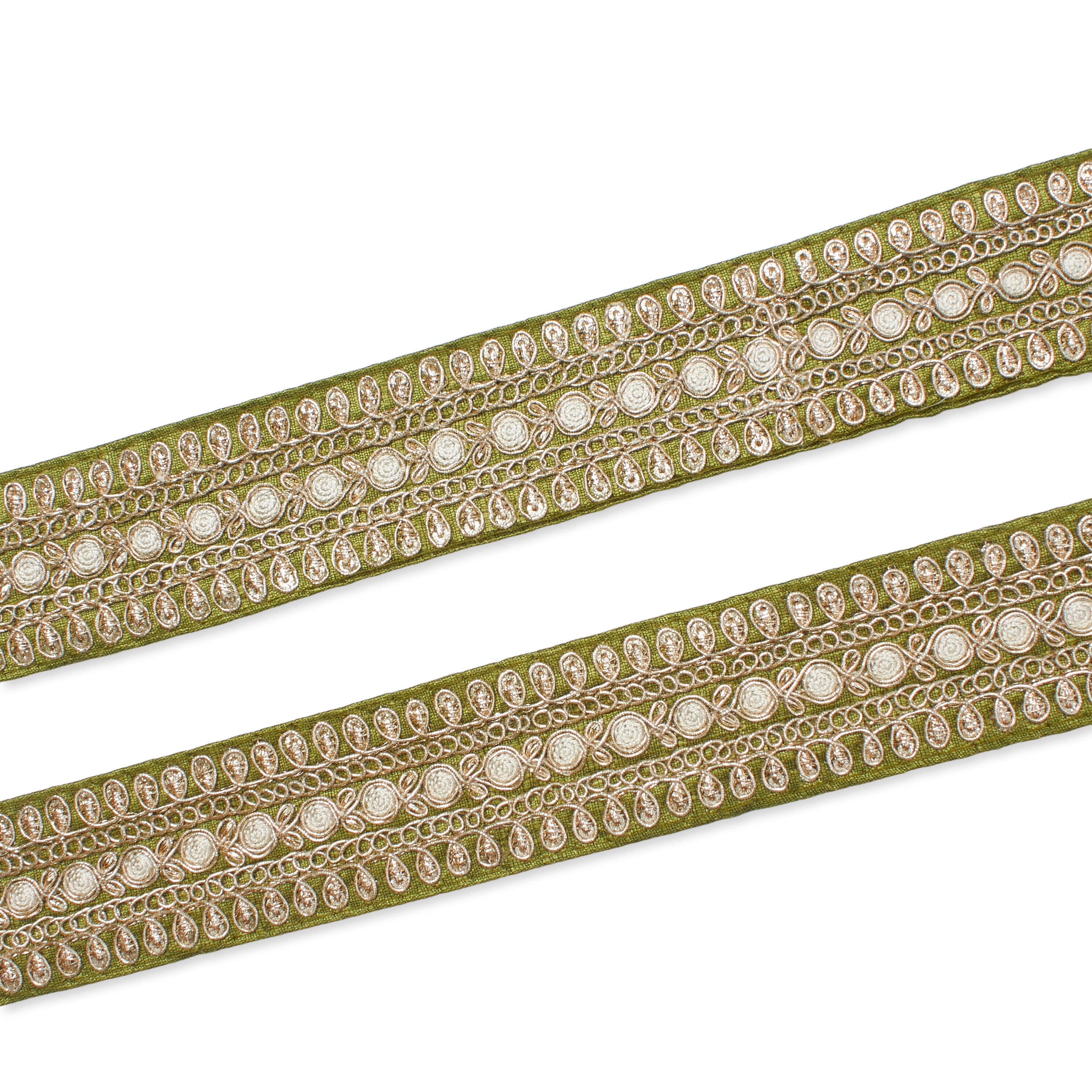 1.5 Inch Floral Petal Corded Two Tone Woven Trim - Image 5