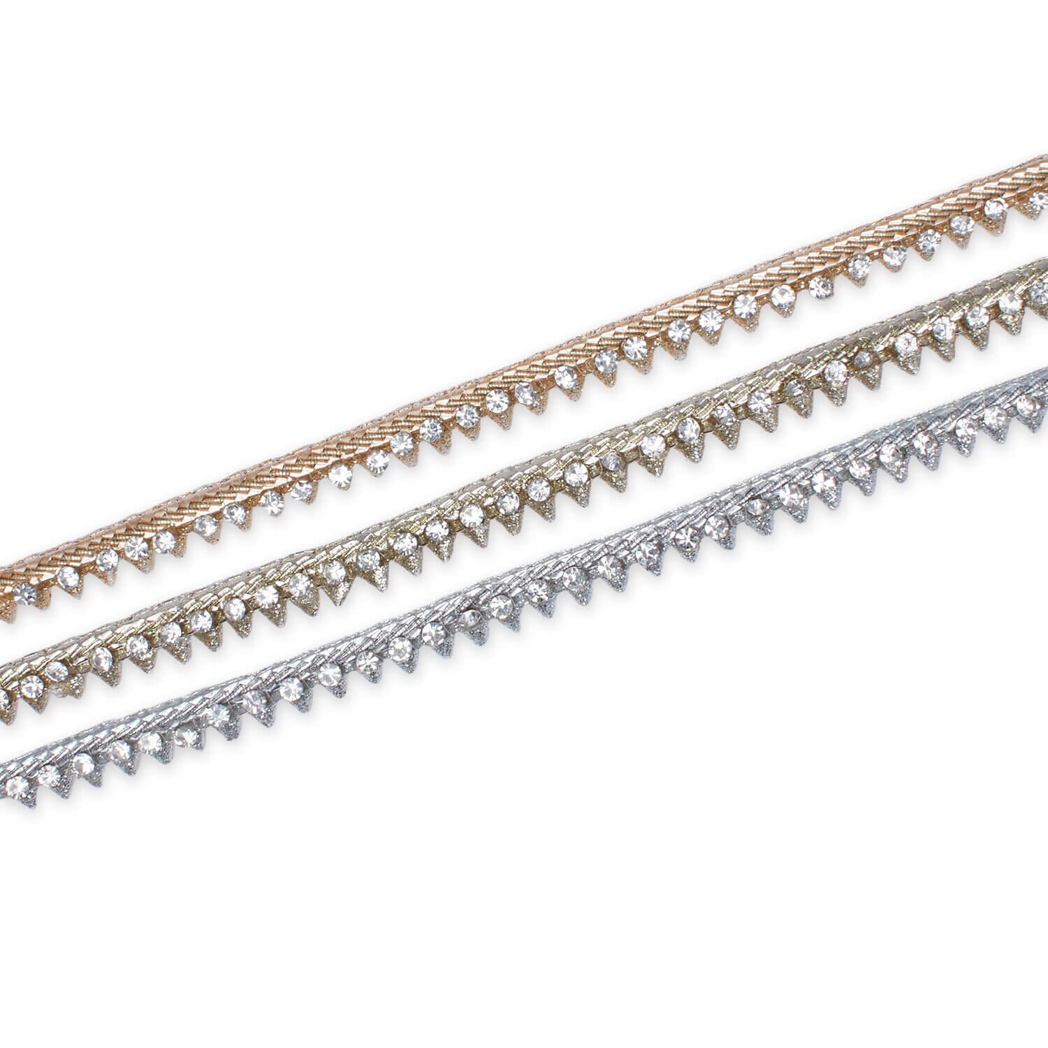 1 Centimeter Triangular Metallic Foil Glitter Diamond Rhinestone Trim