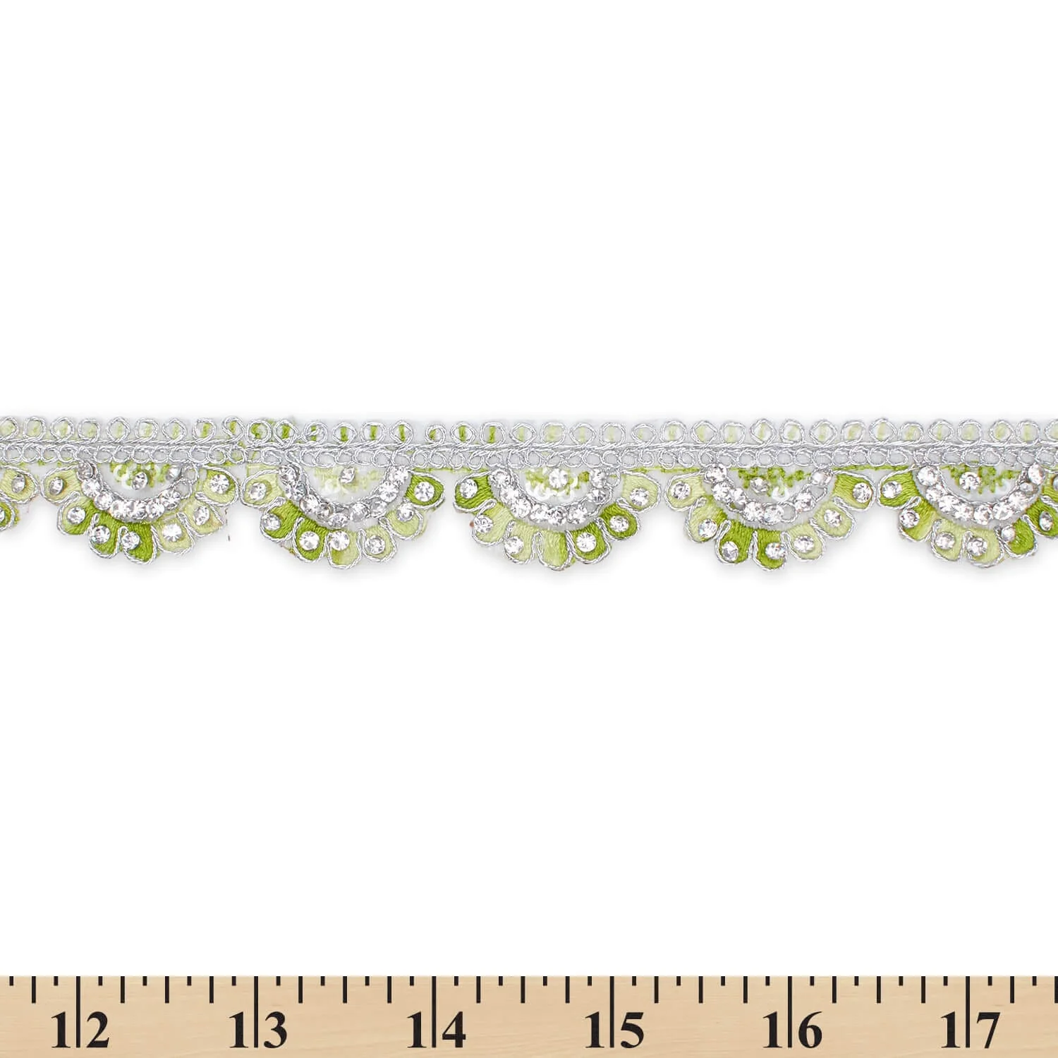1 Inch Rhinestone Metallic Cording On Scalloped Embroidered Trim (9.8 Yards / 9 Meters) - Image 10