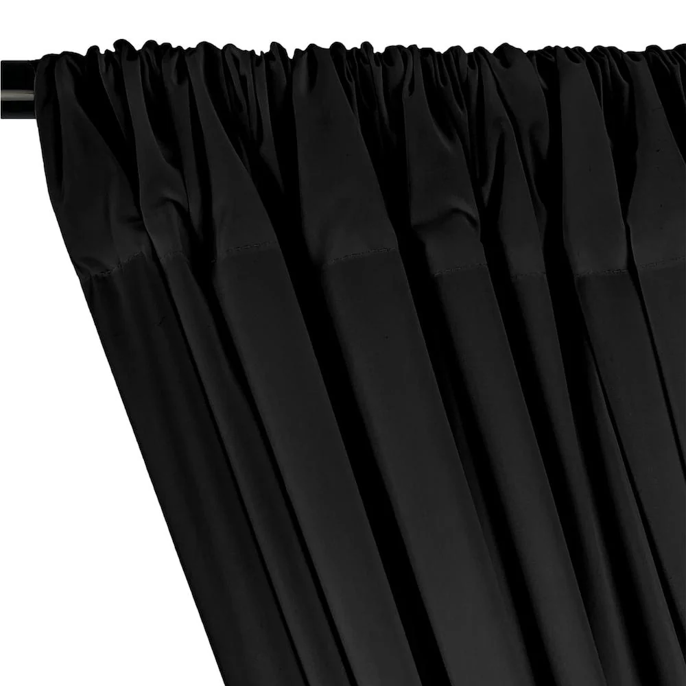 100% Cotton Broadcloth Rod Pocket Curtains - Black - Image 2