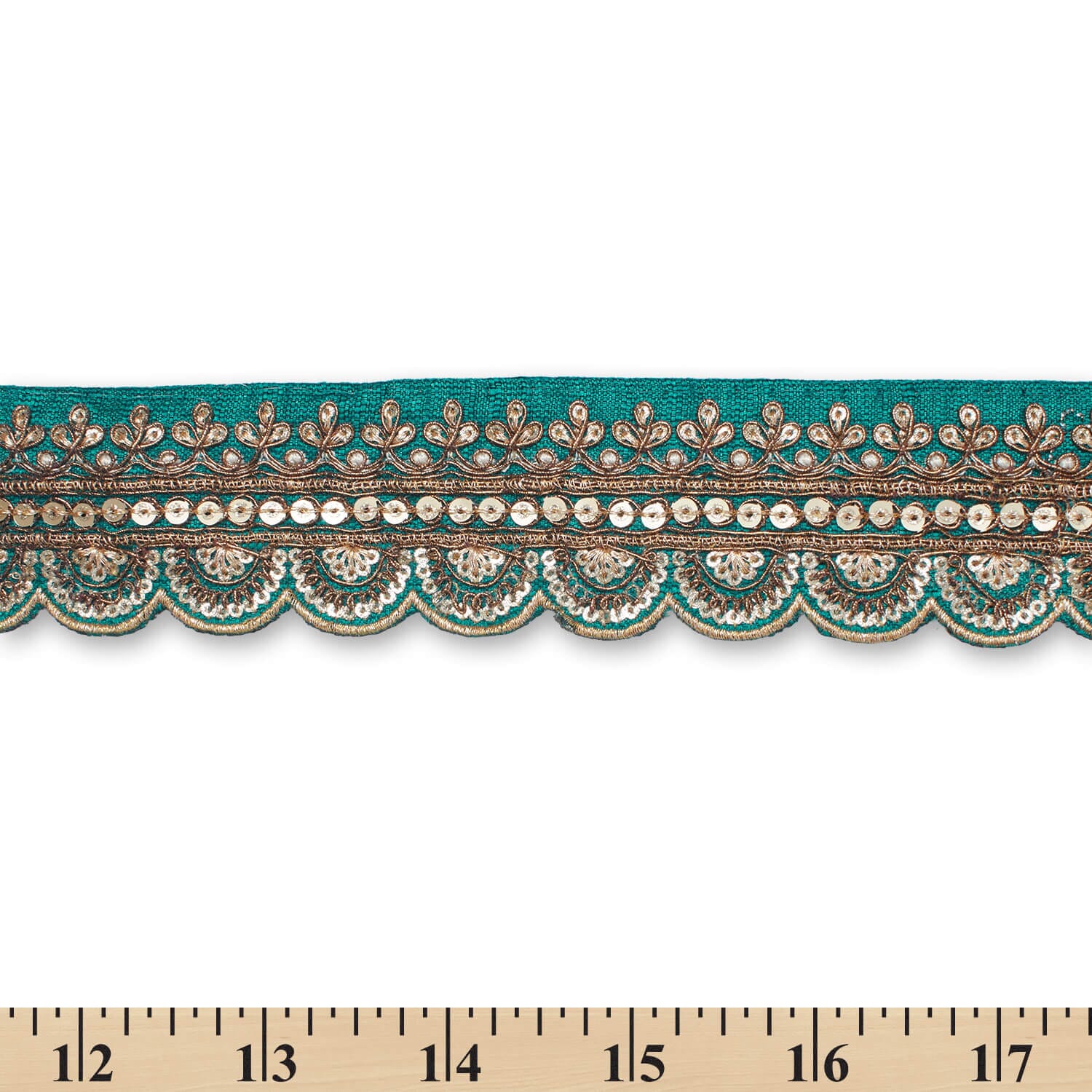 2 Inch Regal Gold Metallic Sequined Cording On Plain Woven Trim (9.8 Yards / 9 Meters) - Image 25