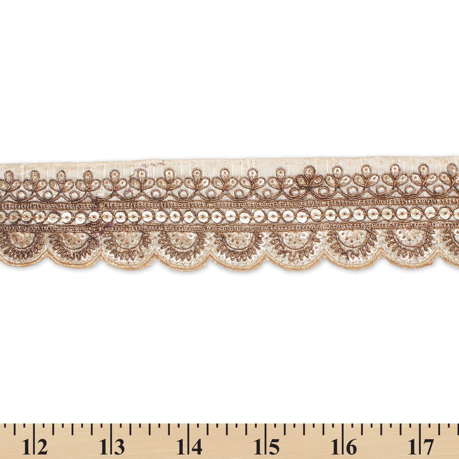 2 Inch Regal Gold Metallic Sequined Cording On Plain Woven Trim (9.8 Yards / 9 Meters) - Image 4