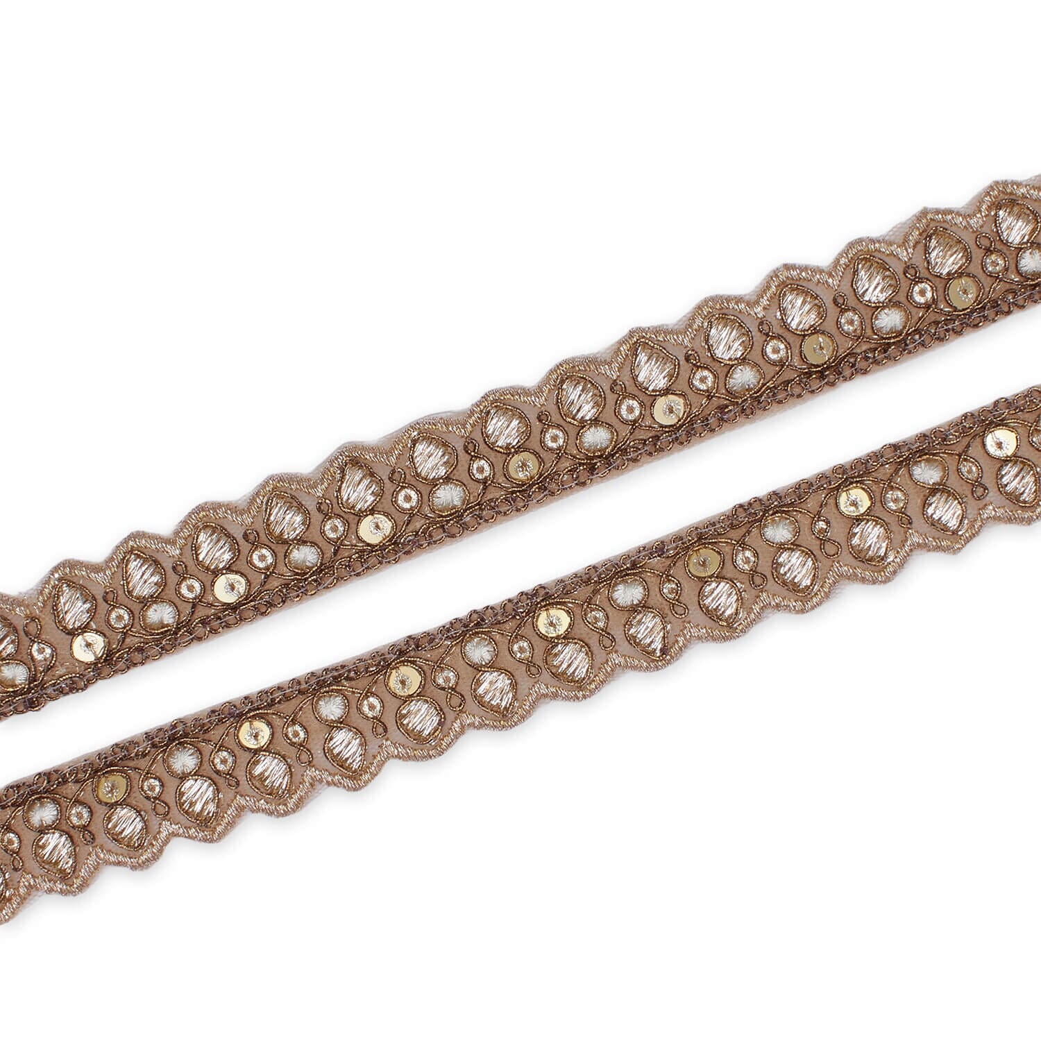 3/4 Inch Ornamental Sequined Metallic Cording With Embroidery On Mesh Trim (9.8 Yards / 9 Meters) - Image 9