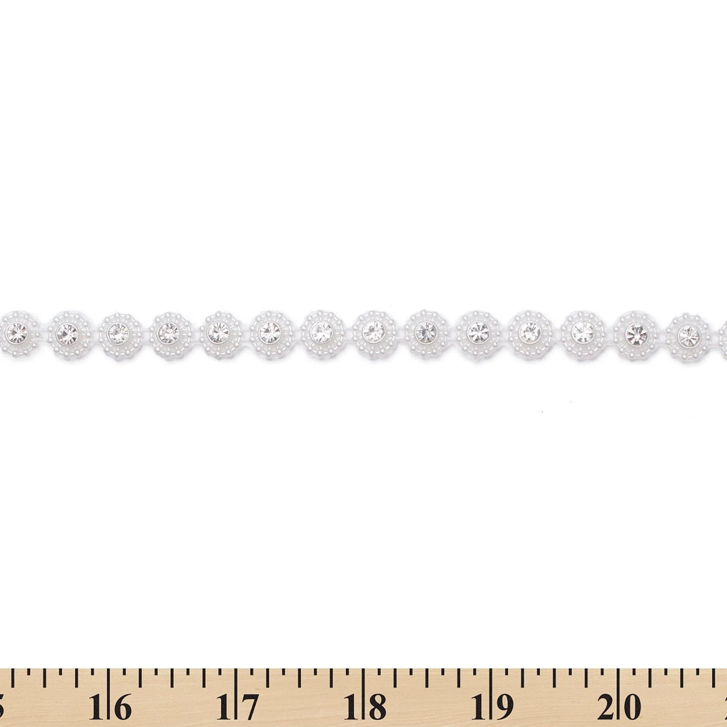 3/8 Inch Circular Pearl Rhinestone Diamond Chain Trim (10 Yards) - Image 3