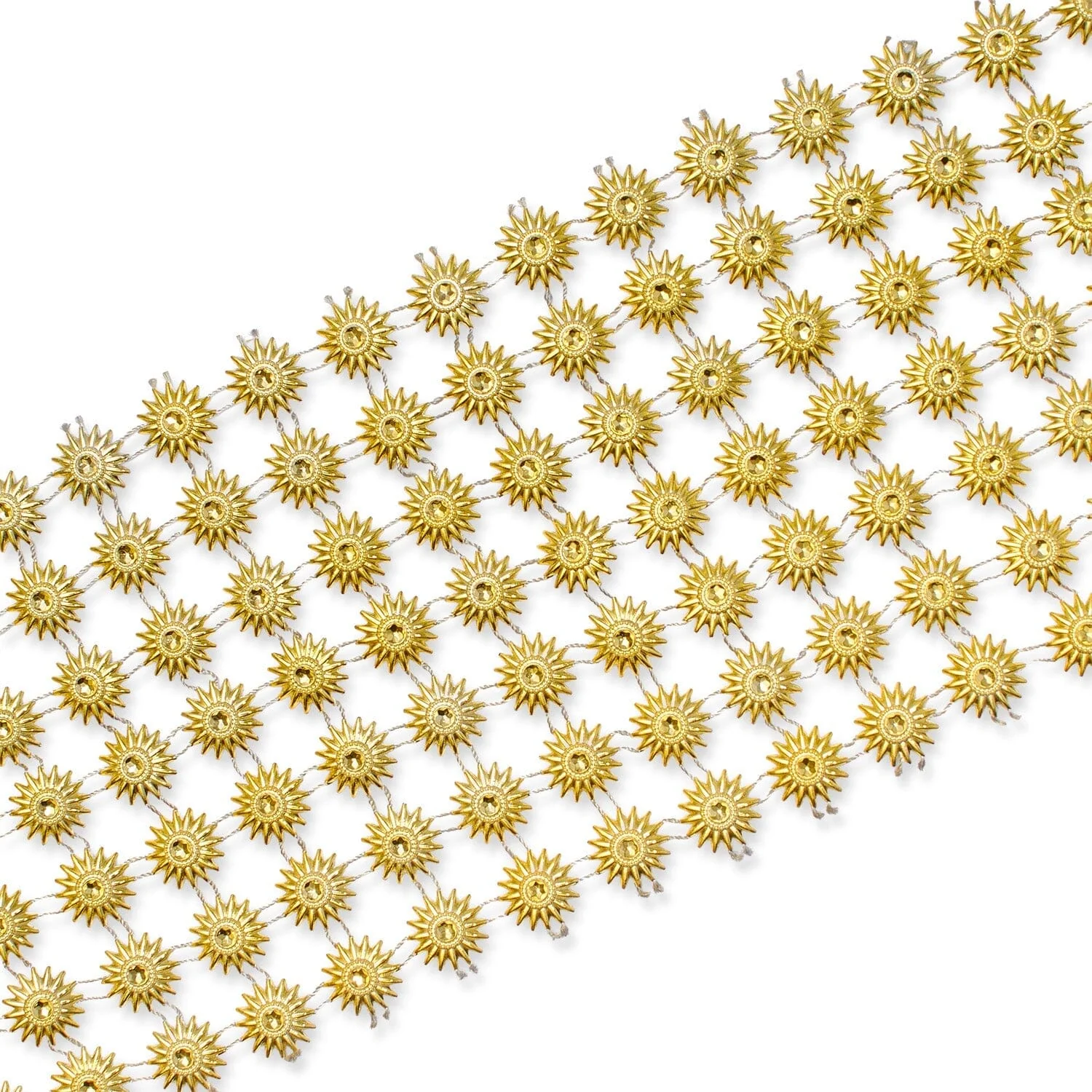 4.5 Inch Sunflower Filigree Metallic Rhinestone Lace Trim (10 Yards) - Image 6