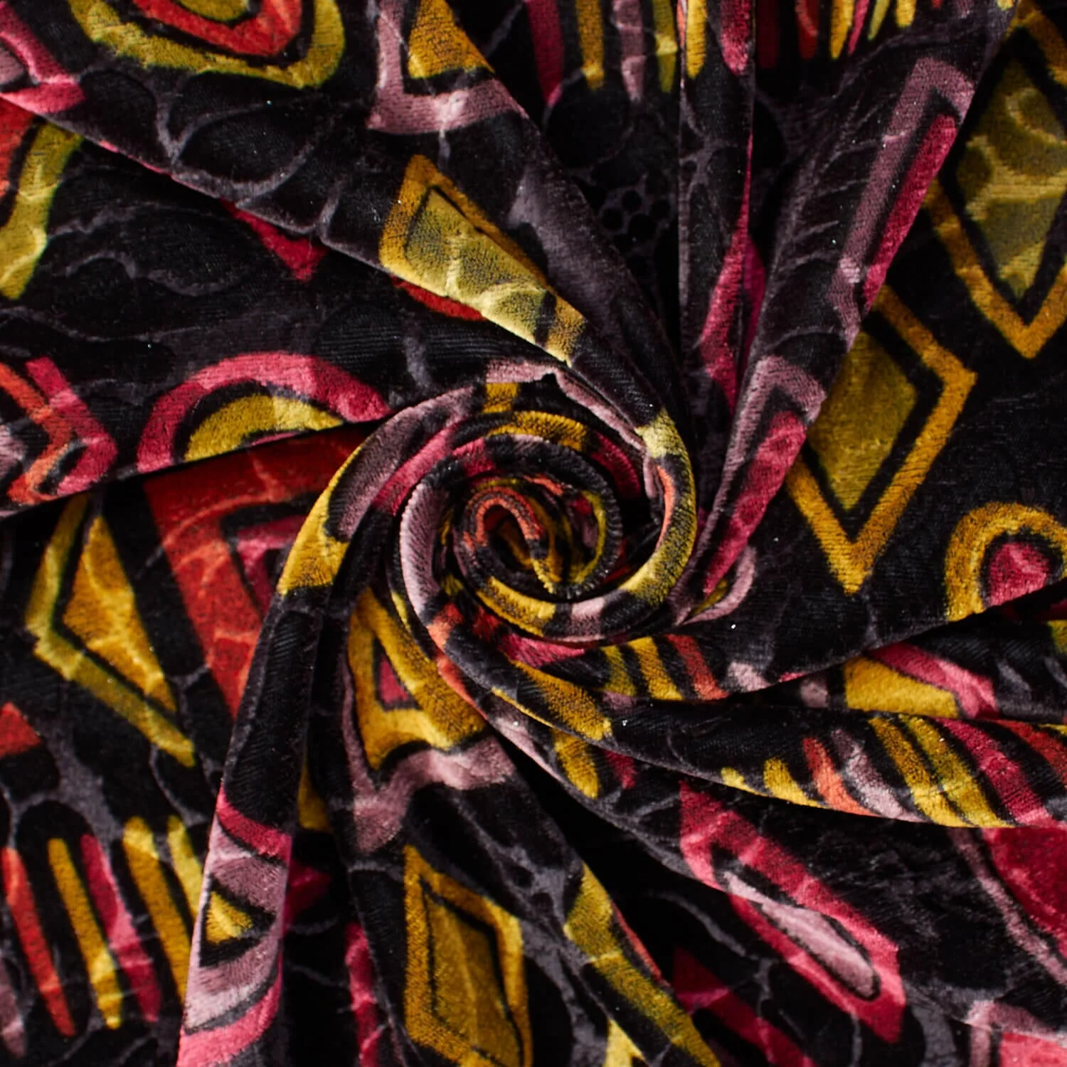 Abstract Geometric Patterned Velvet - Image 2