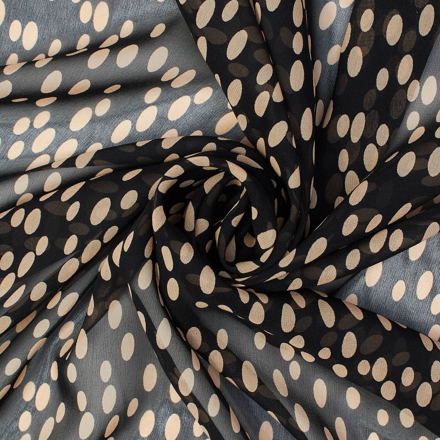 Abstract Oval Spotted Printed Silk Chiffon - Image 2