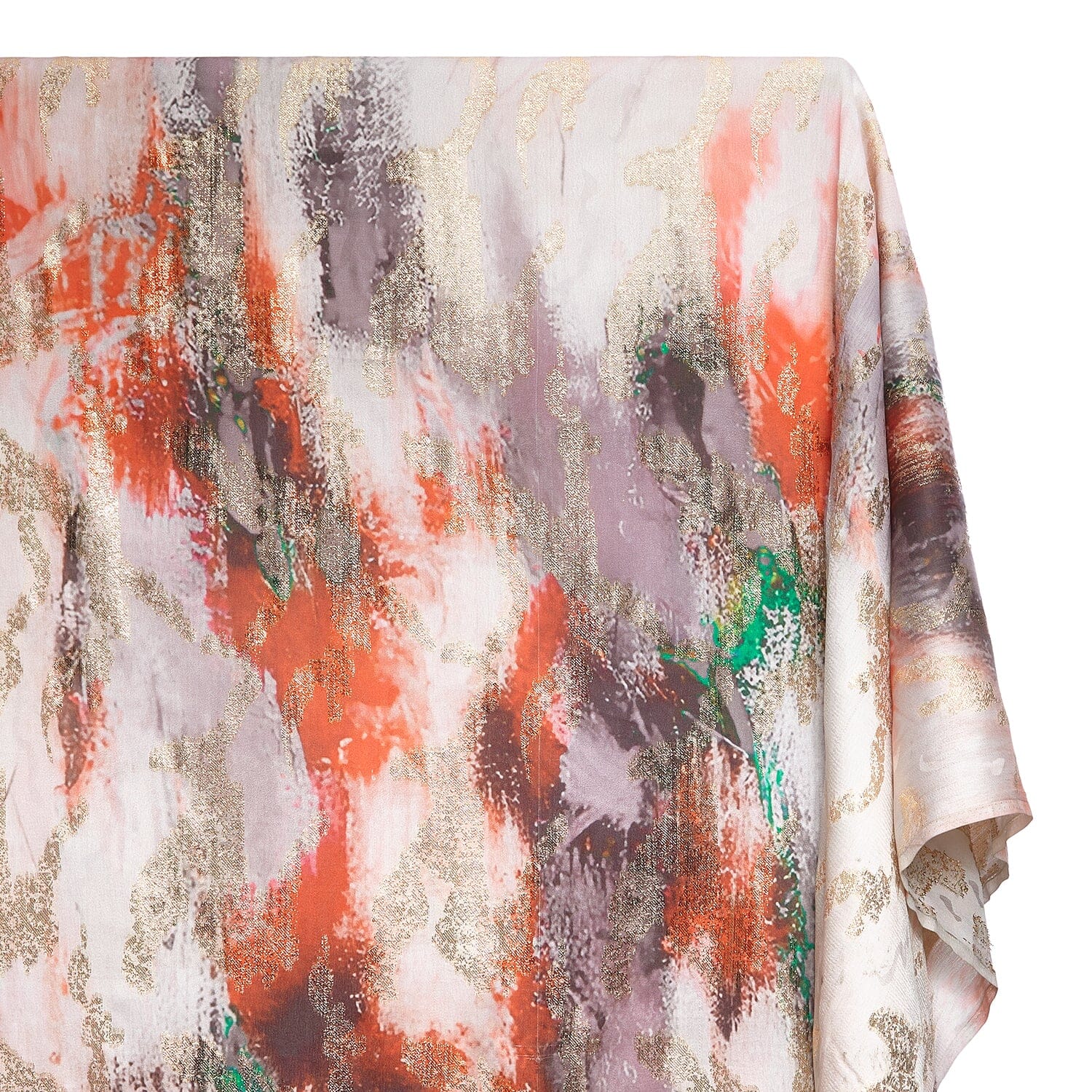 Abstract Printed Metallic Embroidered Satin - Image 14
