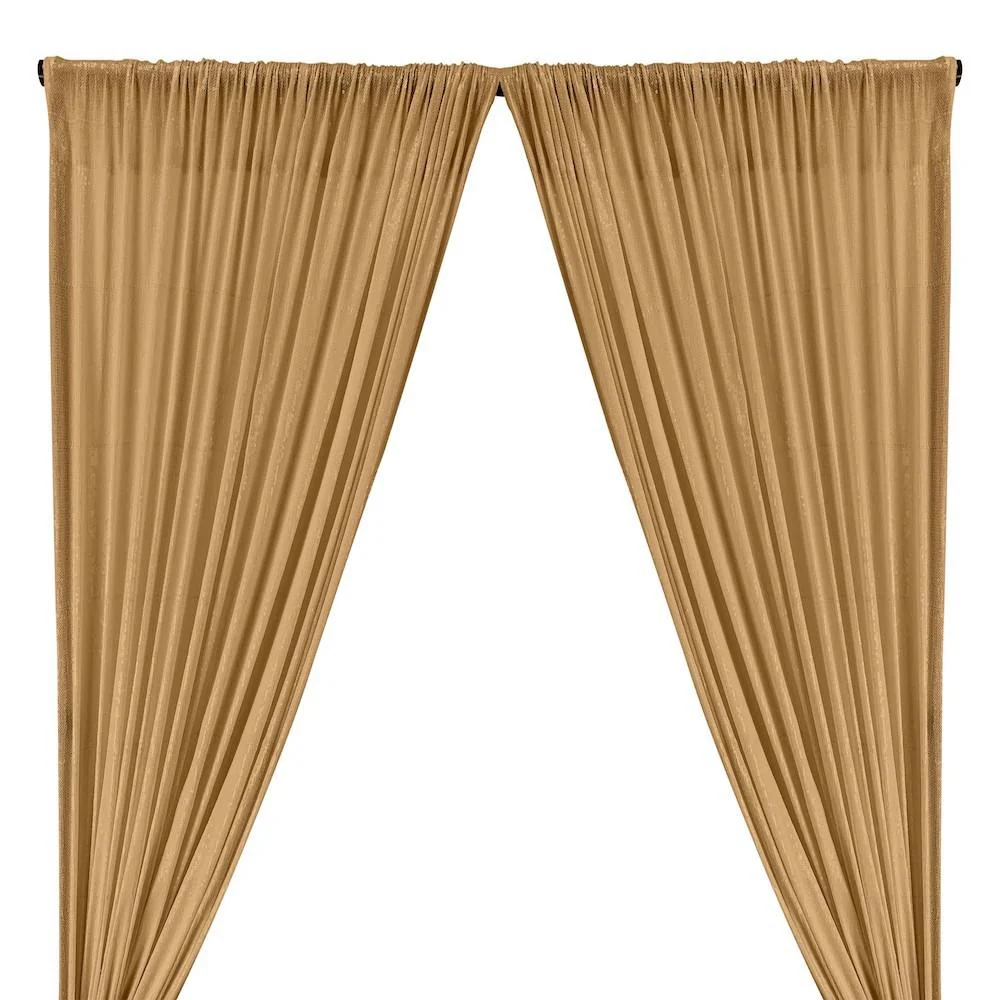 All-Over Micro Sequins Starlight On Stretch Mesh Rod Pocket Curtains - Gold