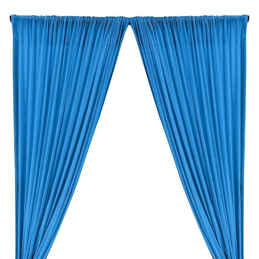 All-Over Micro Sequins Starlight On Stretch Mesh Rod Pocket Curtains - Turquoise