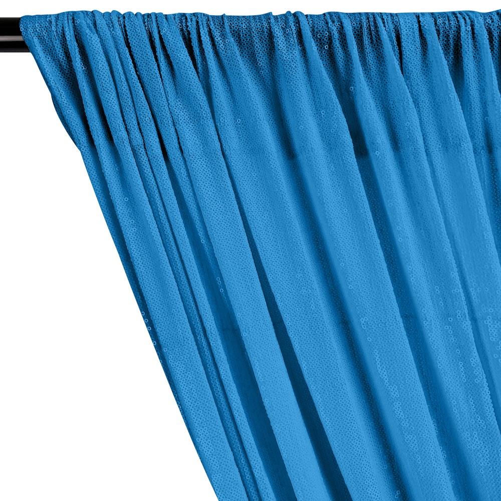 All-Over Micro Sequins Starlight On Stretch Mesh Rod Pocket Curtains - Turquoise - Image 2