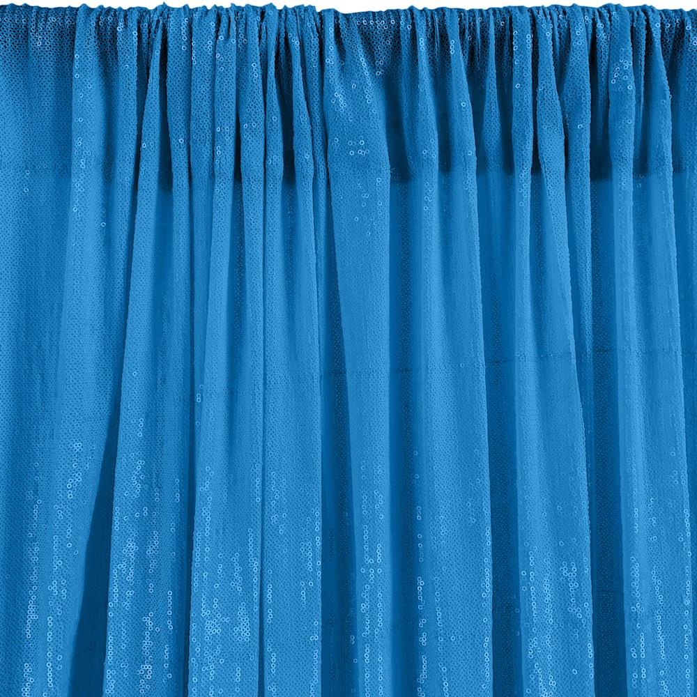 All-Over Micro Sequins Starlight On Stretch Mesh Rod Pocket Curtains - Turquoise - Image 3