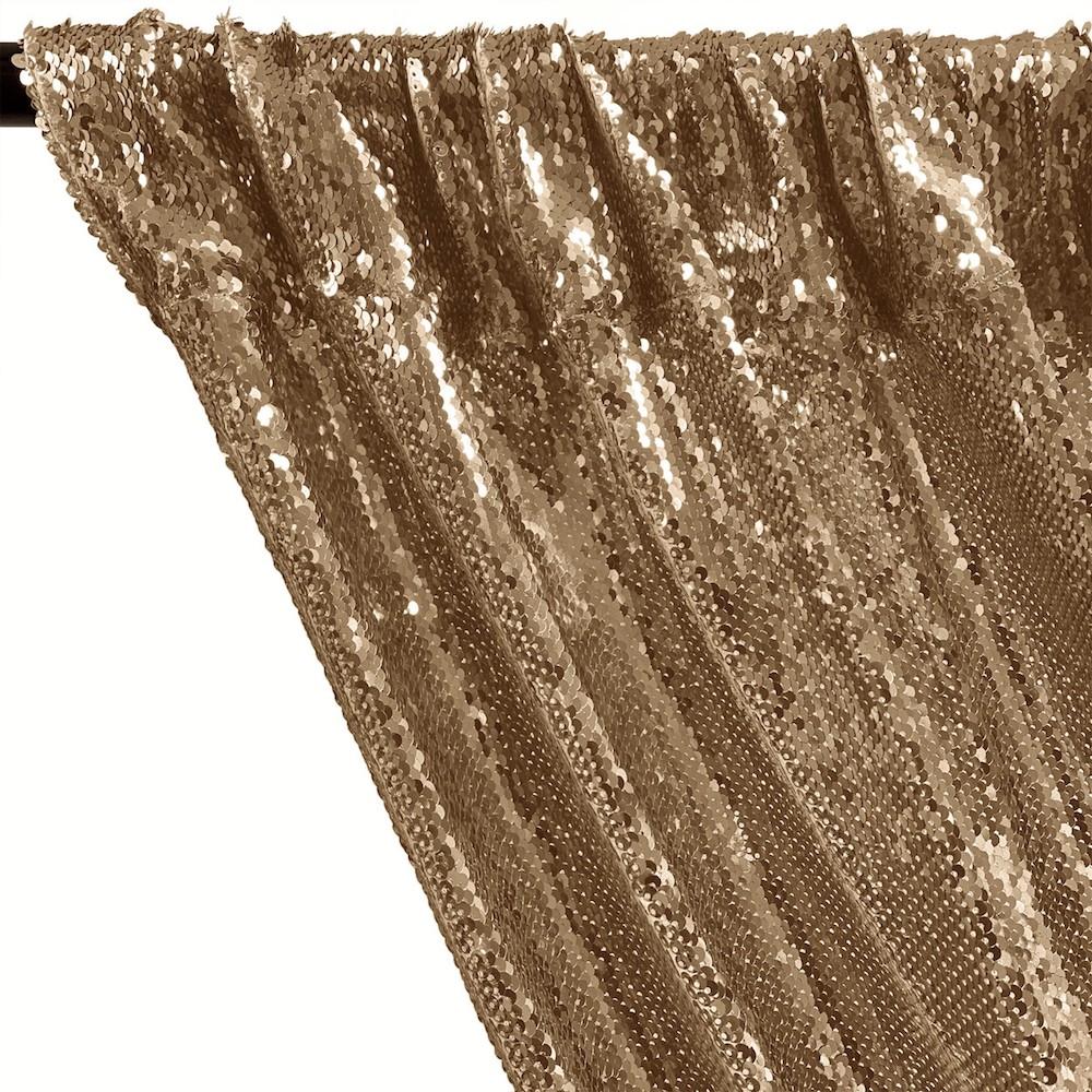 All-Over Sequins Mermaid Scale on Stretch Mesh Rod Pocket Curtains (All Colors Available) - Champagne - Image 2