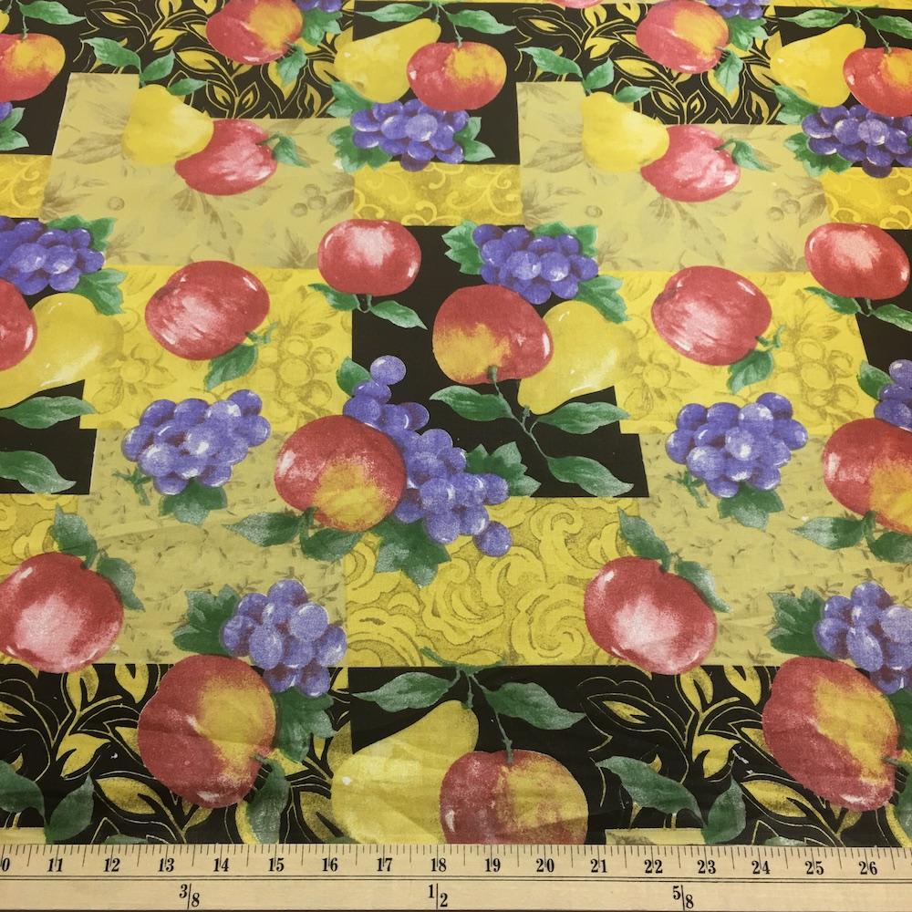 Apple and Pears Black Printed Cotton - Image 3