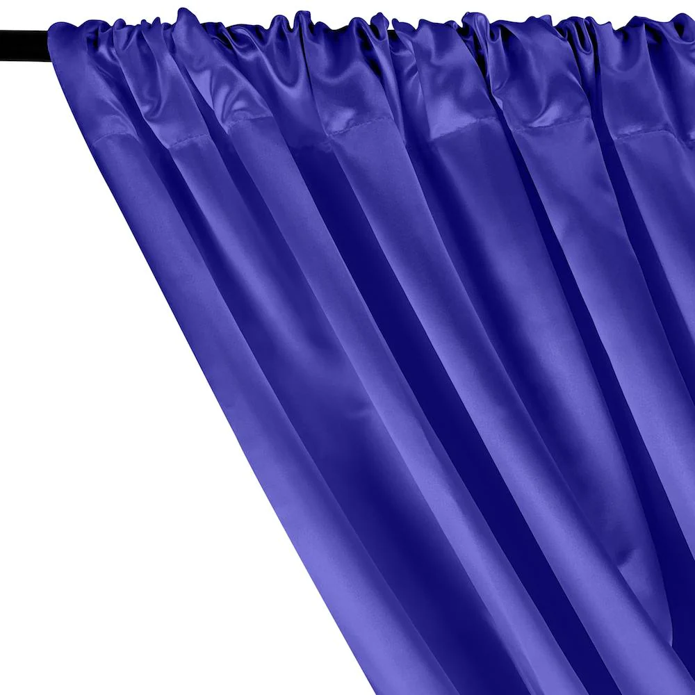 Bridal Satin Rod Pocket Curtains - Royal Blue - Image 2