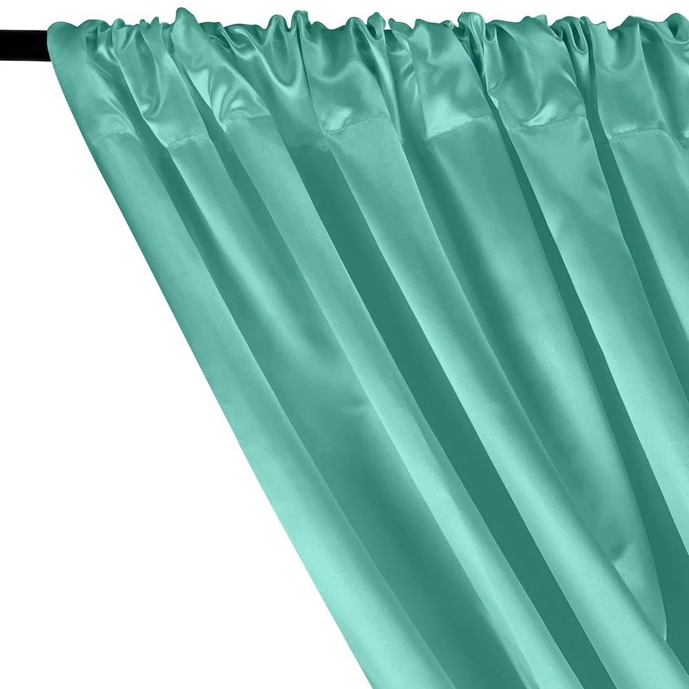 Bridal Satin Rod Pocket Curtains - Seafoam - Image 2