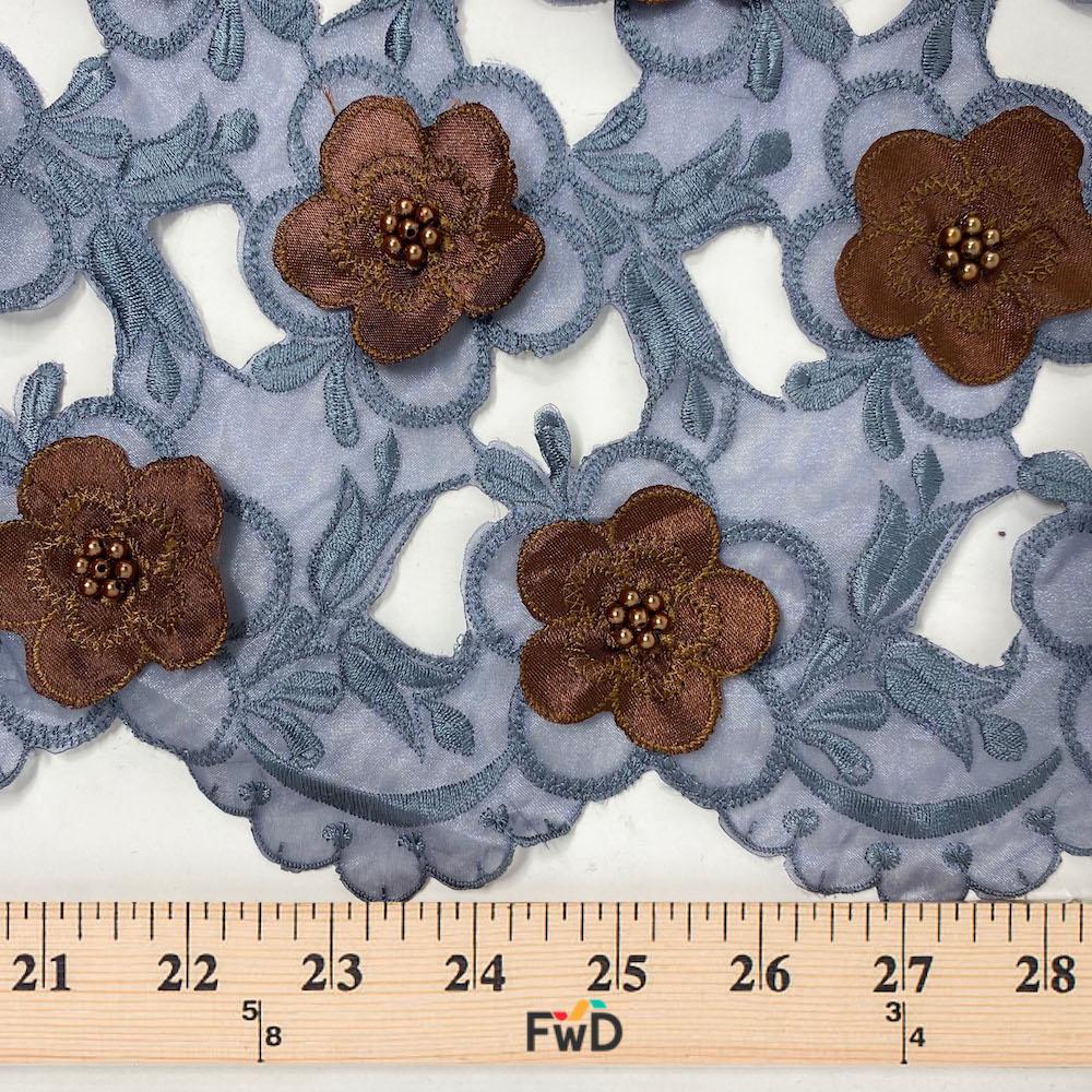 Floral Embroidery On Organza Lace - Image 8