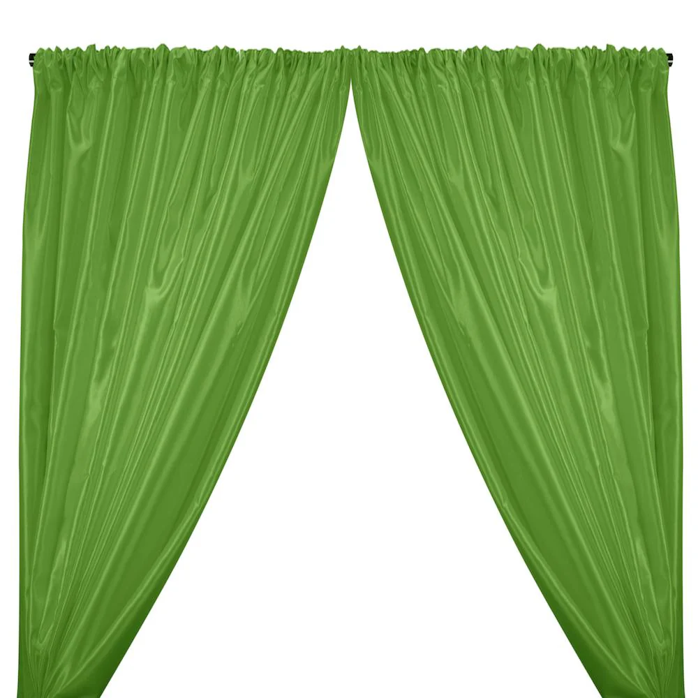 Charmeuse Satin Rod Pocket Curtains - Apple Green