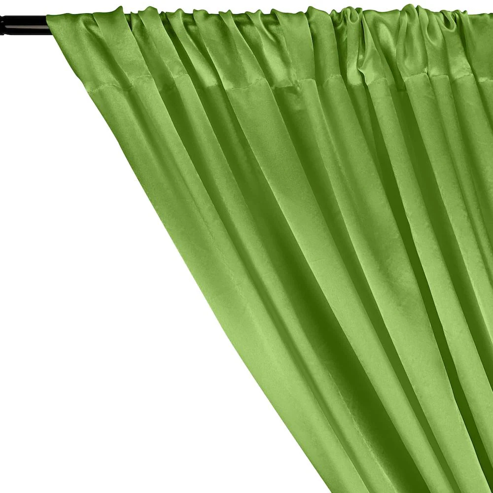 Charmeuse Satin Rod Pocket Curtains - Apple Green - Image 2