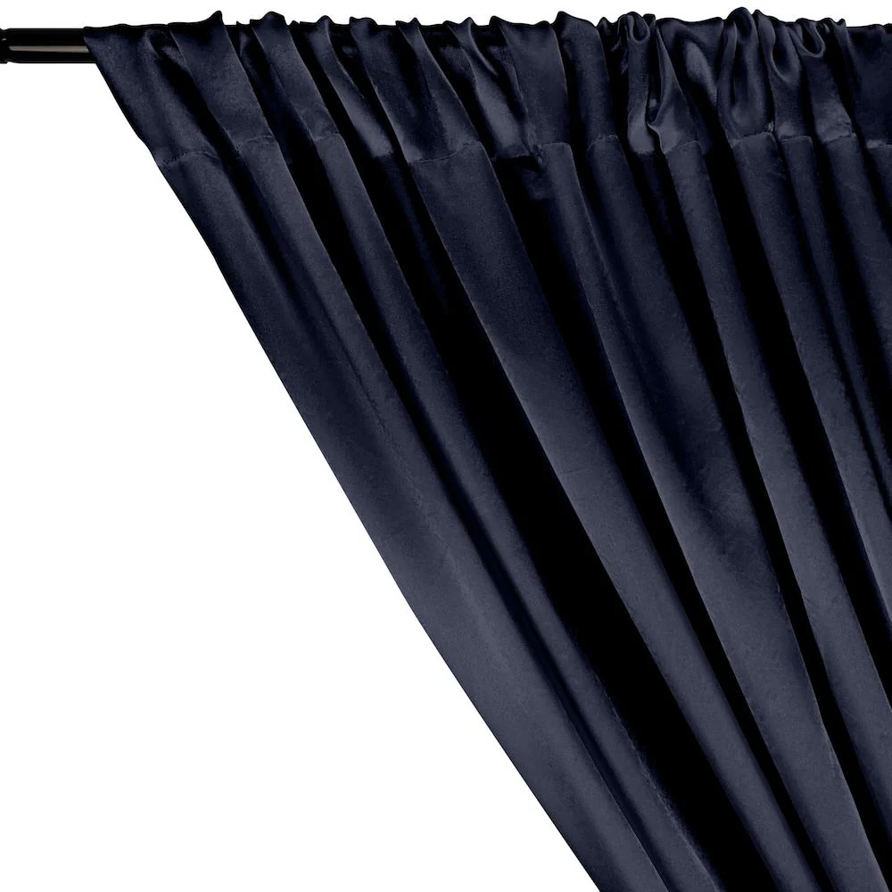 Charmeuse Satin Rod Pocket Curtains - Navy Blue - Image 2