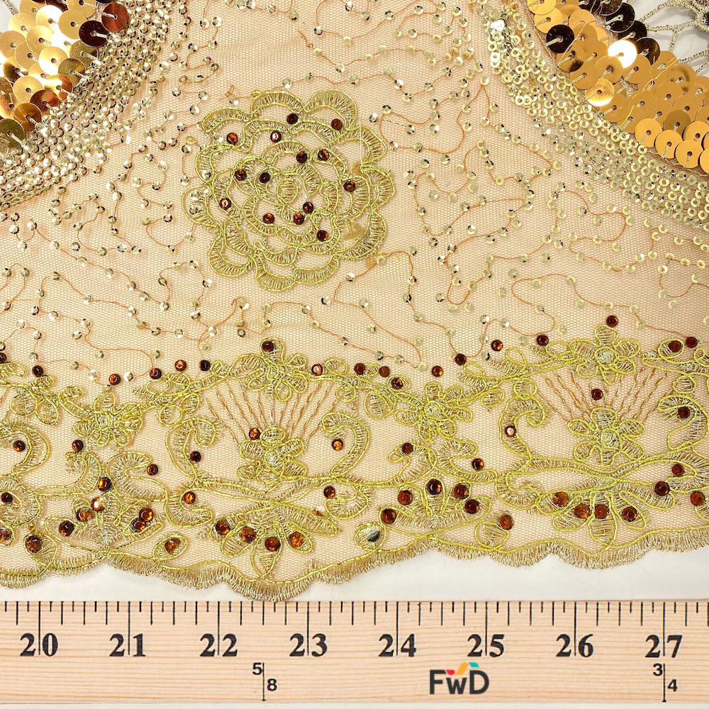 Circle Chemical Embroidery Patchwork w/ Sequins on Embroidered Mesh - Image 12