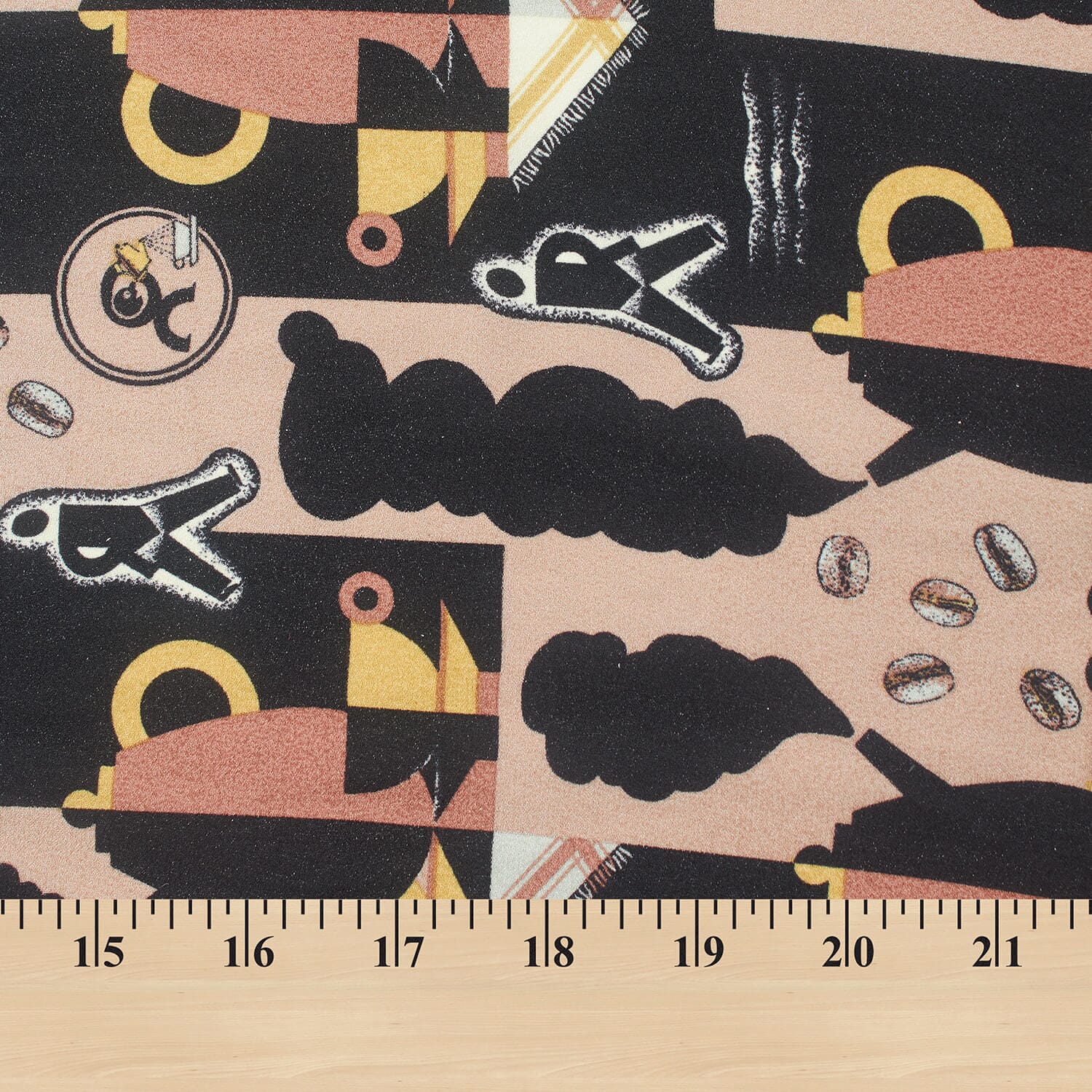 Coffee House Geometric Abstract Printed Silk Georgette - Image 3