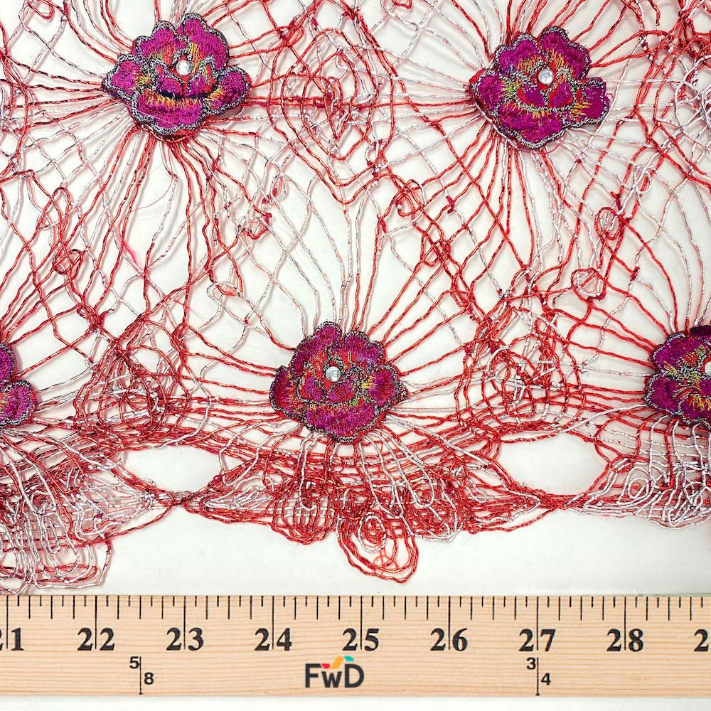 Corded Metallic Lace With Rose Patches - Image 13