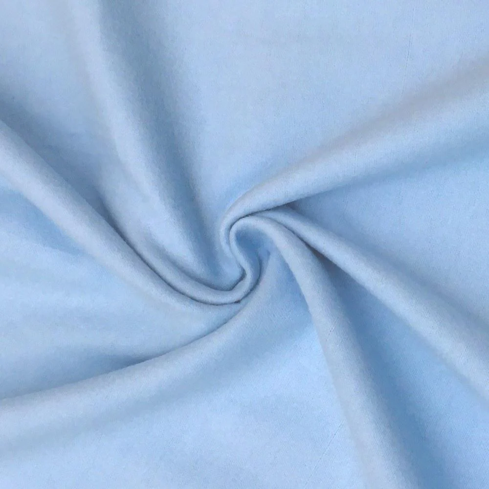 Cotton Flannel Rod Pocket Curtains - Light Blue - Image 3