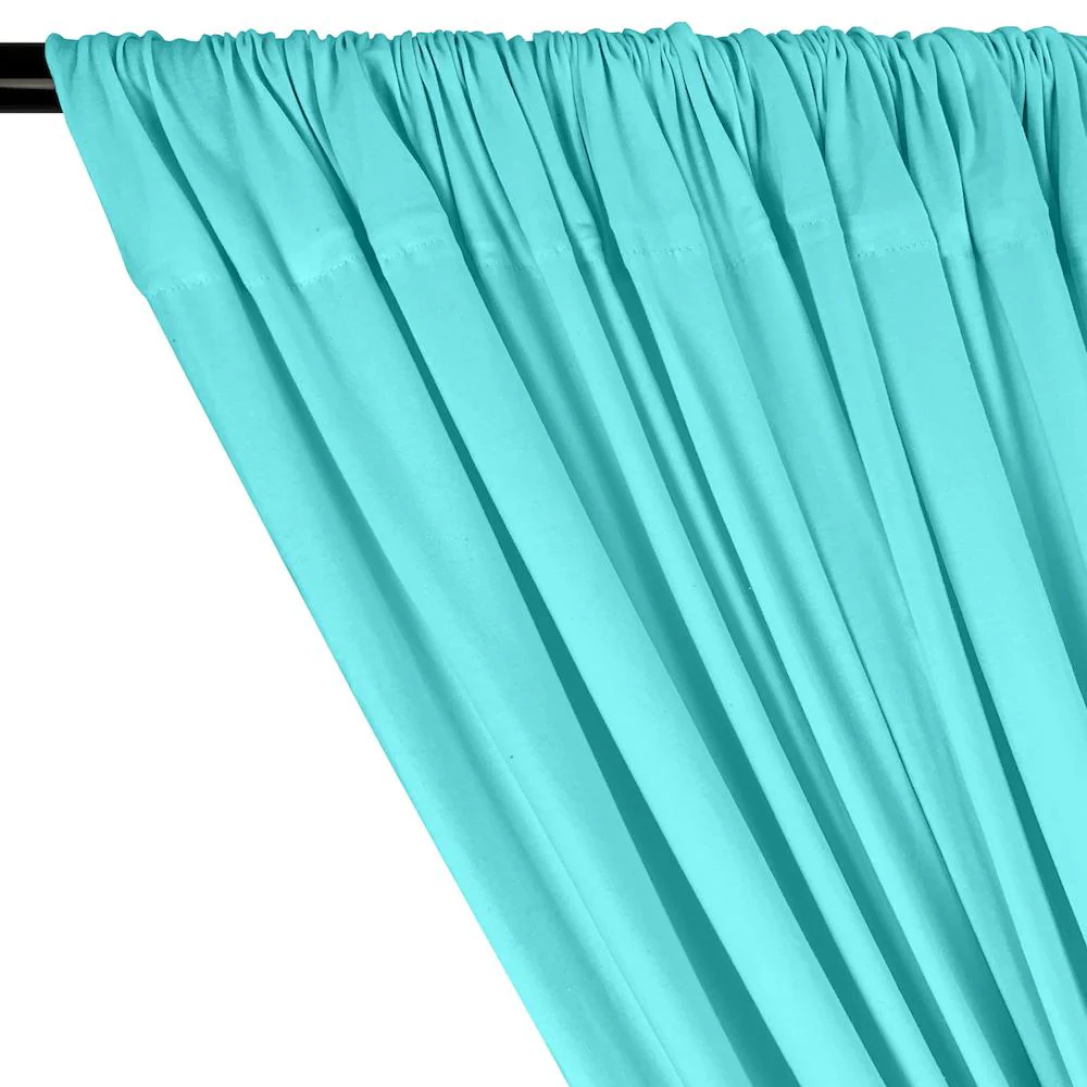 Cotton Jersey Rod Pocket Curtains - Aqua - Image 2