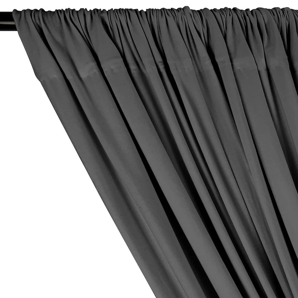 Cotton Jersey Rod Pocket Curtains - Heather Grey (Dark) - Image 2