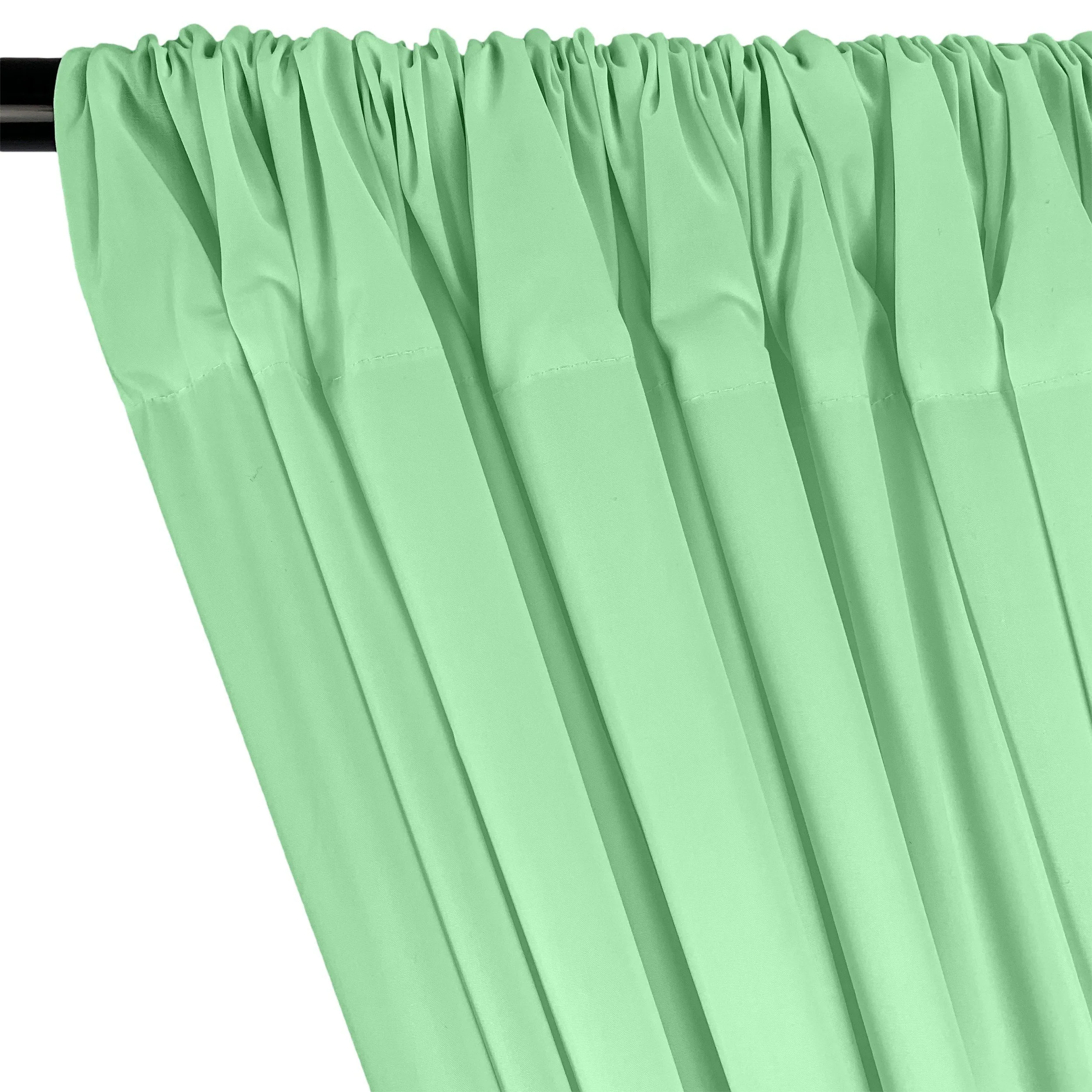 Cotton Polyester Broadcloth Rod Pocket Curtains - Aqua Green - Image 2