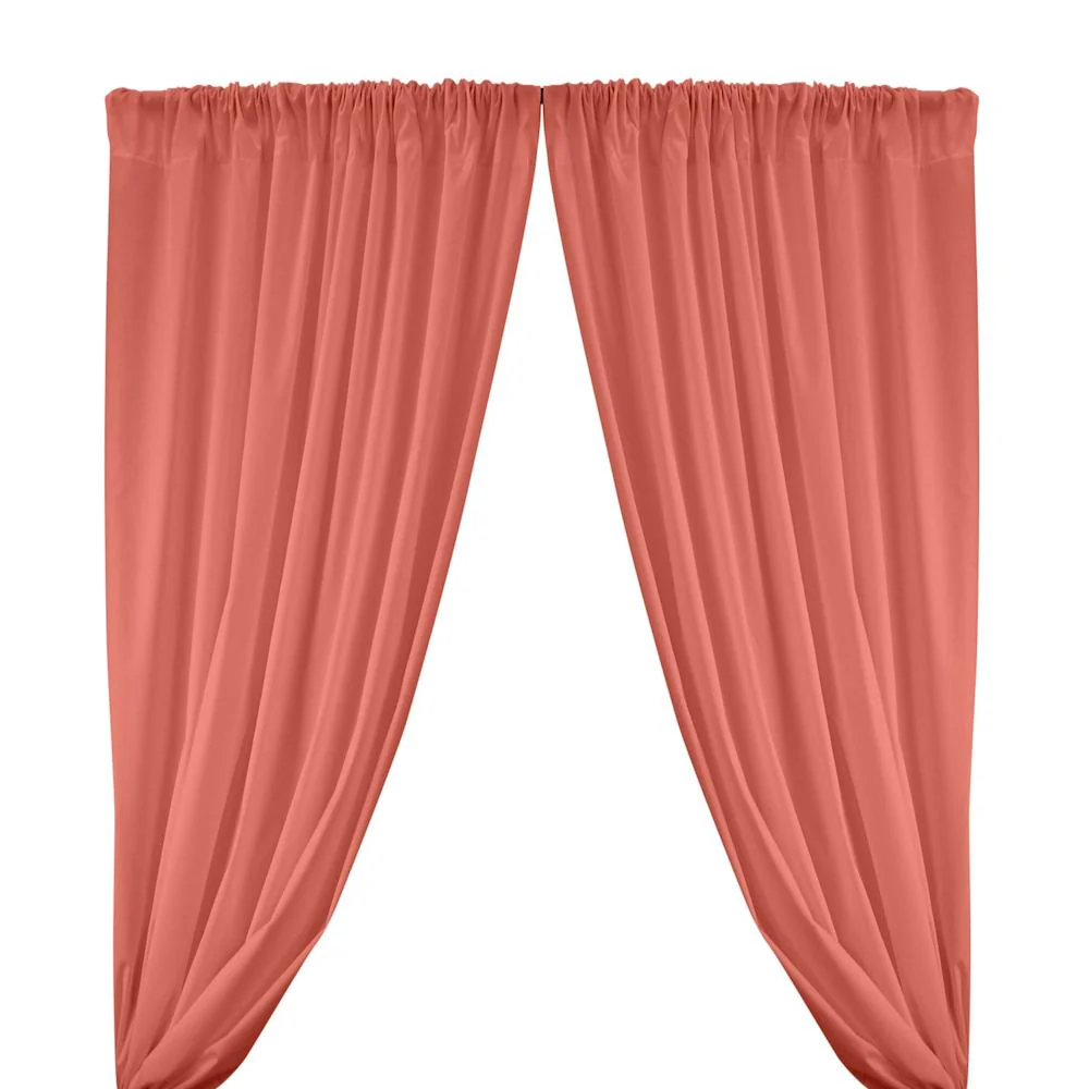 Cotton Polyester Broadcloth Rod Pocket Curtains - Coral