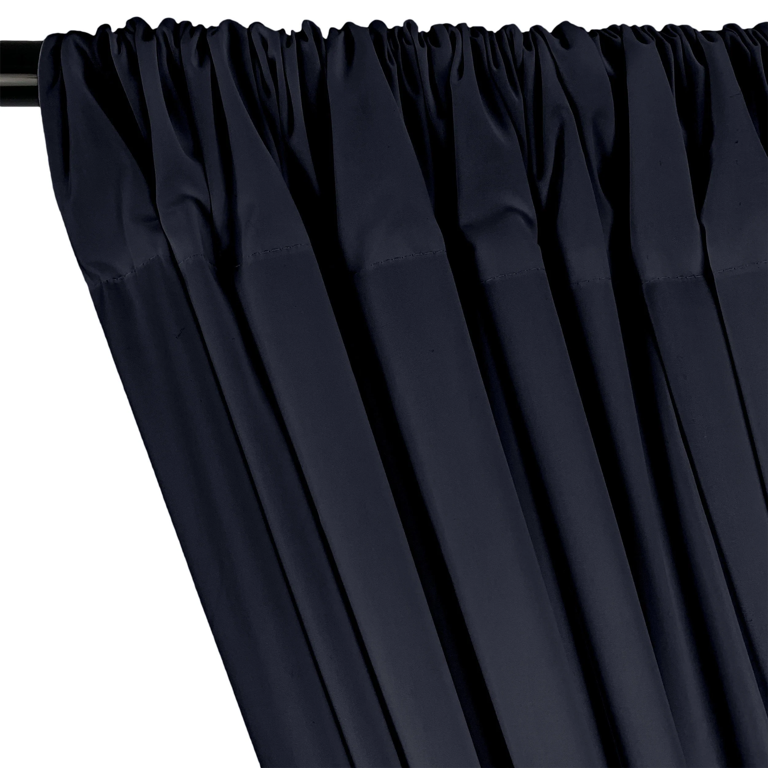 Cotton Polyester Broadcloth Rod Pocket Curtains - Navy Blue - Image 2