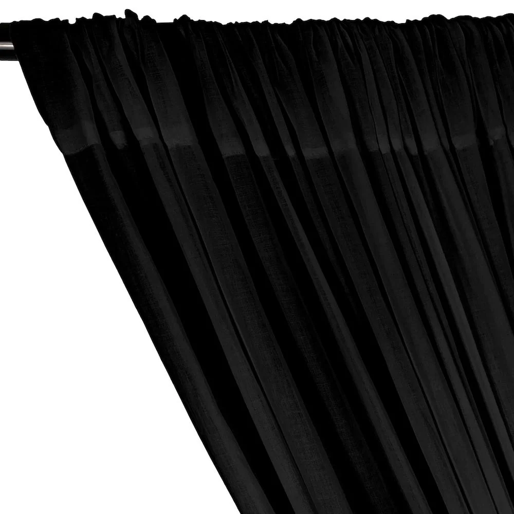 Cotton Voile Rod Pocket Curtains - Black - Image 2