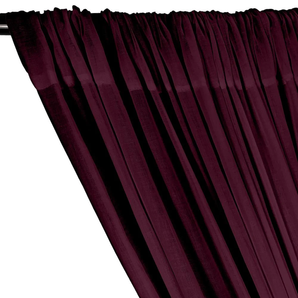 Cotton Voile Rod Pocket Curtains - Wine - Image 2
