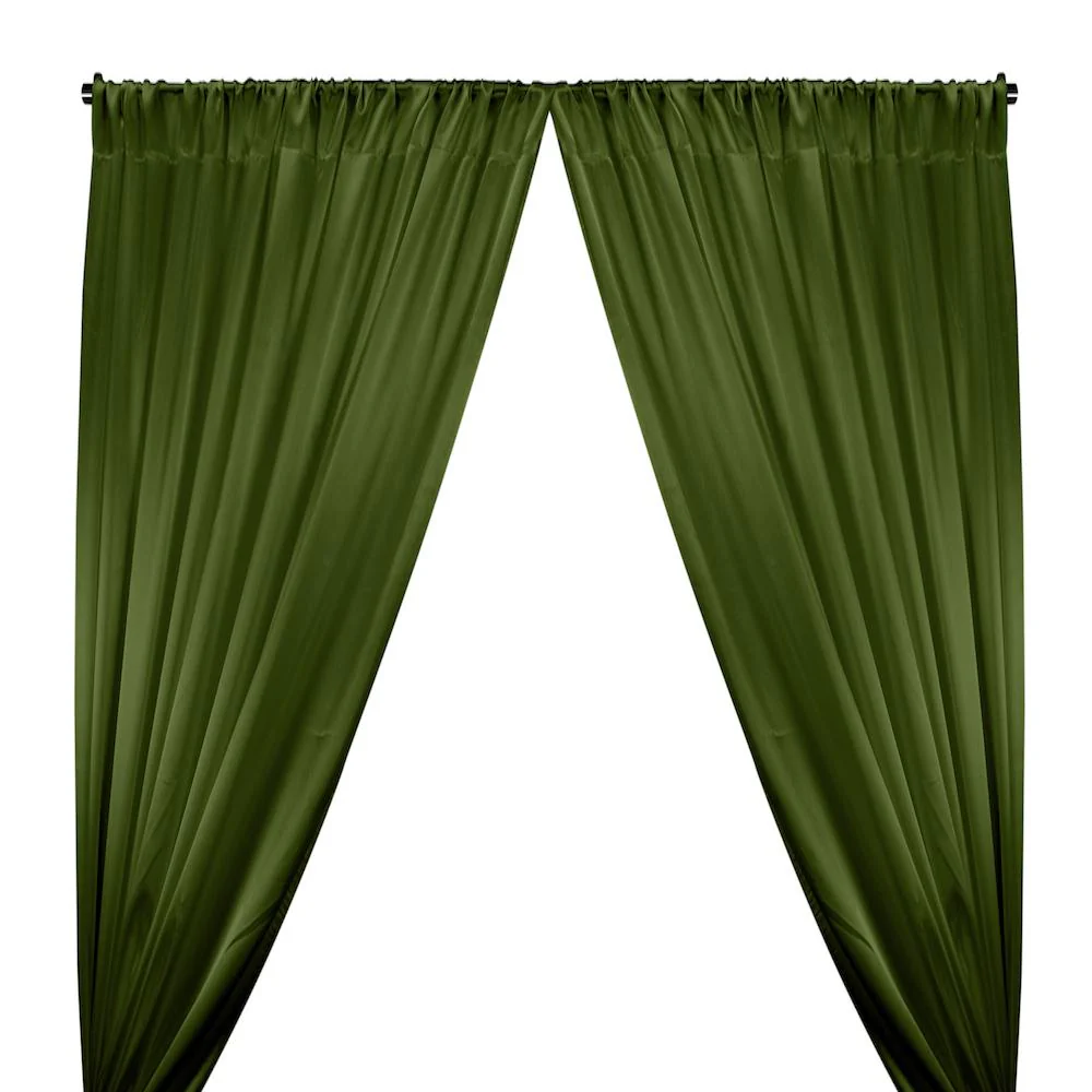 Crepe Back Satin Rod Pocket Curtains - Dark Olive