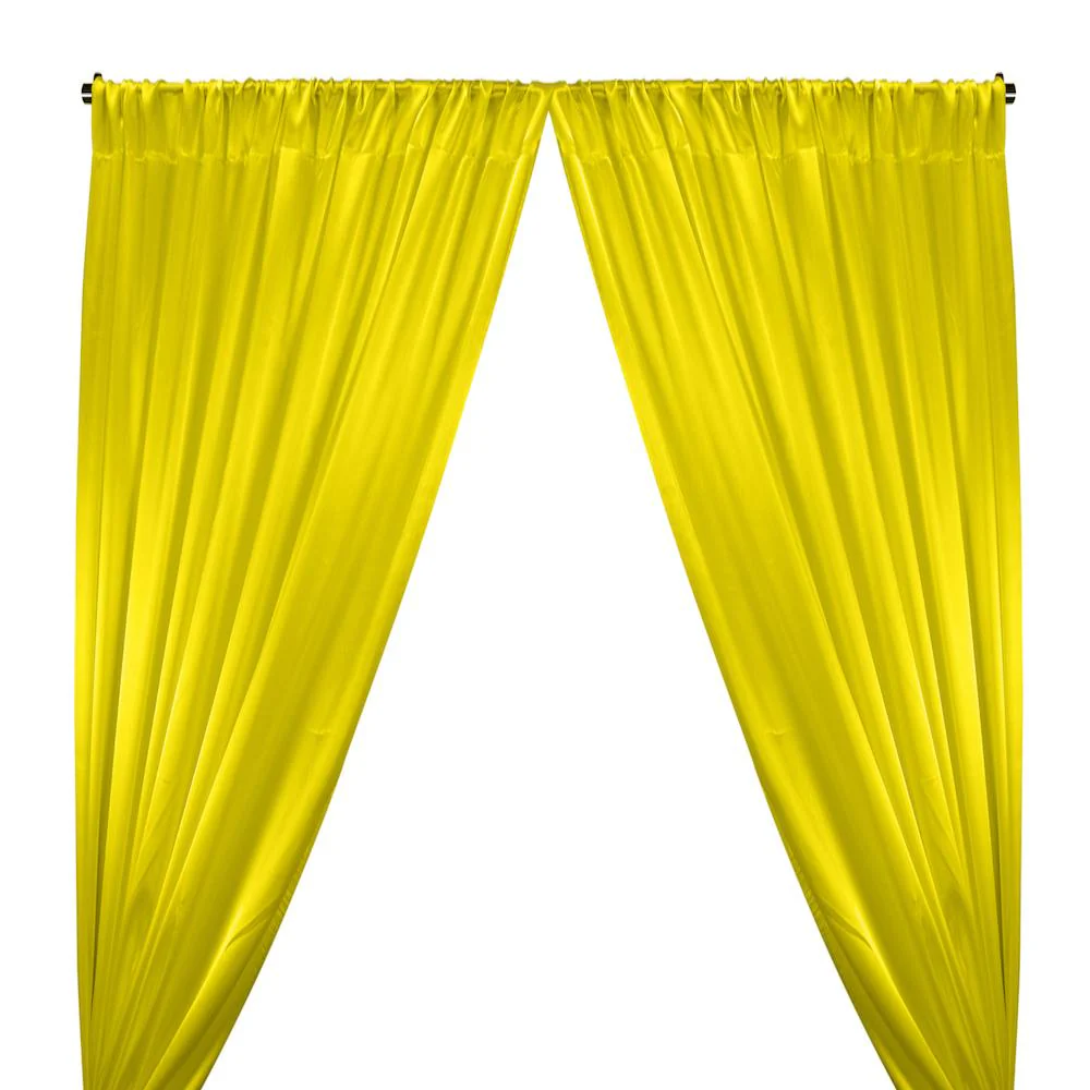 Crepe Back Satin Rod Pocket Curtains - Neon Yellow
