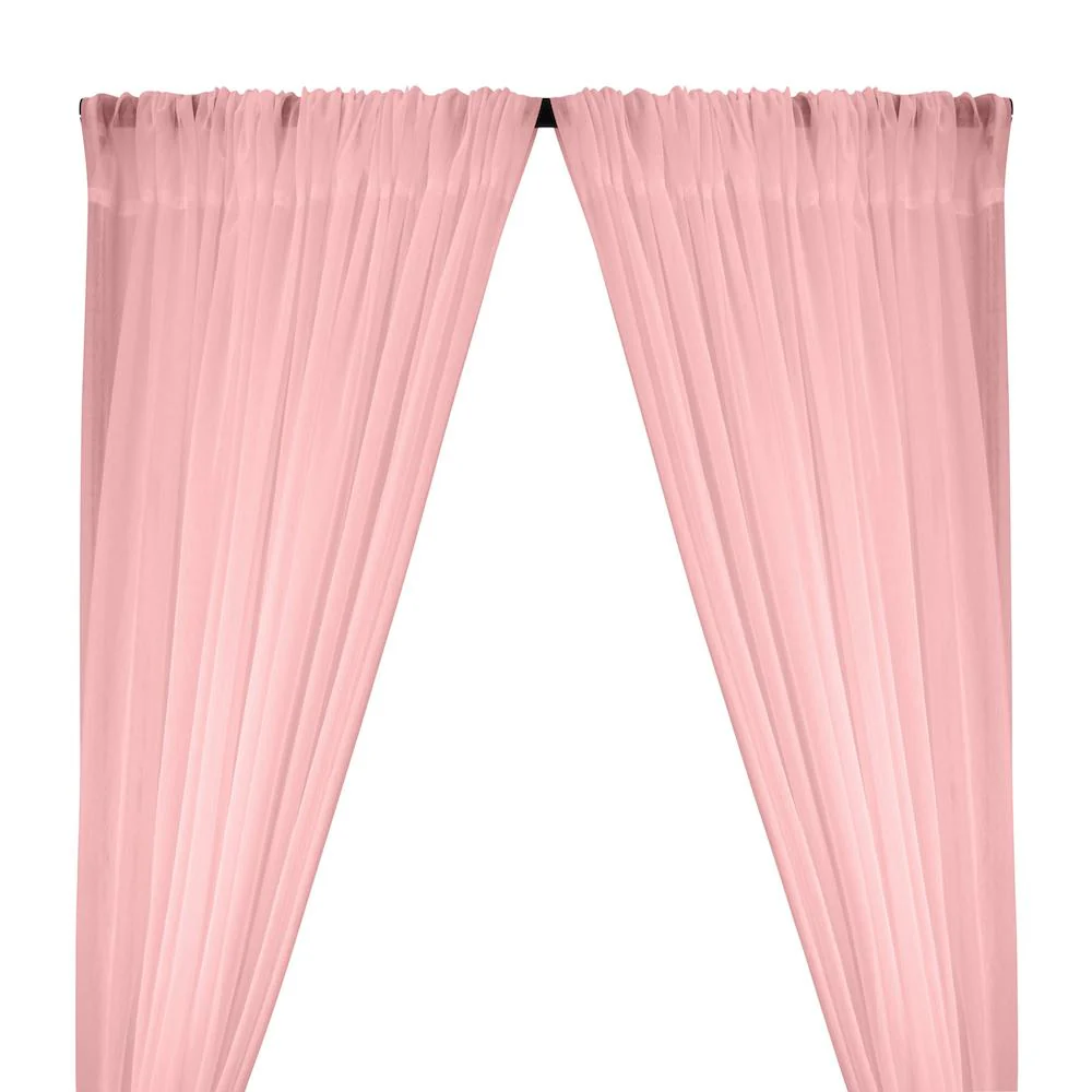 Crushed Sheer Voile Rod Pocket Curtains - Pale Pink
