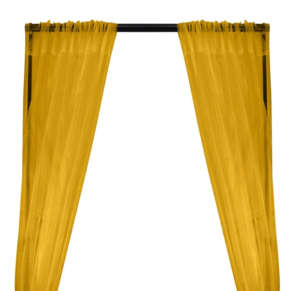 Crystal Organza Rod Pocket Curtains - Gold