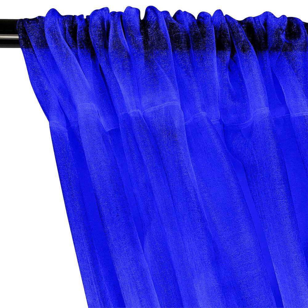 Crystal Organza Rod Pocket Curtains - Royal Blue - Image 2