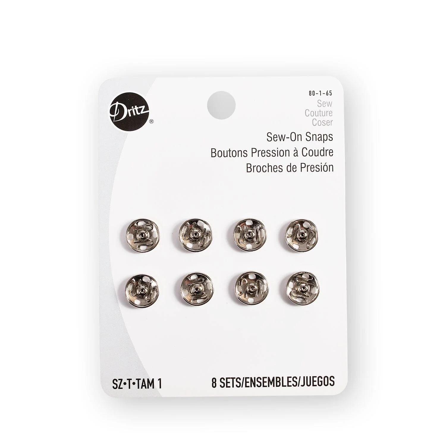 Dritz® Size 1 (10mm) Sew-On Snaps - 8 Pack - Image 2