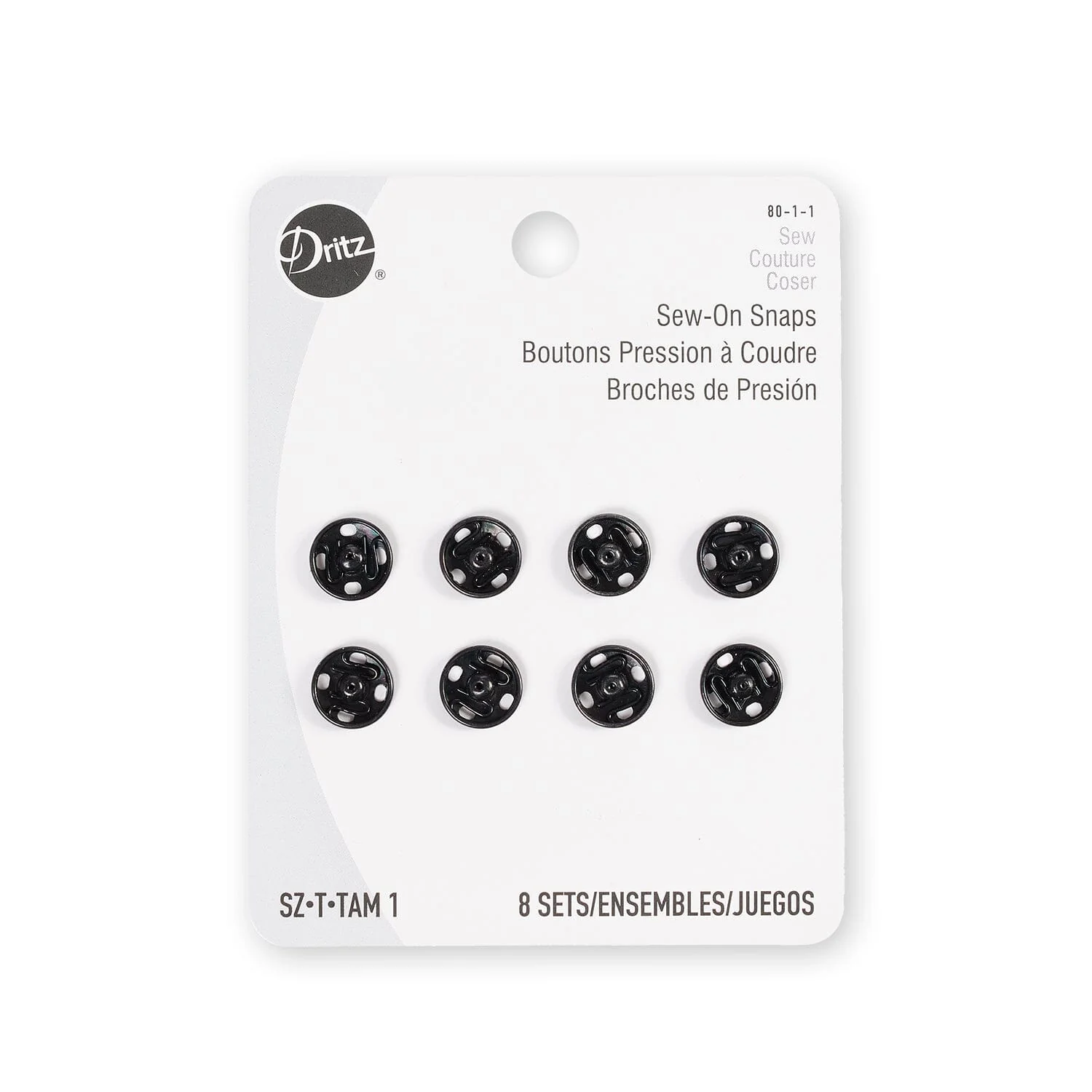 Dritz® Size 1 (10mm) Sew-On Snaps - 8 Pack - Image 3