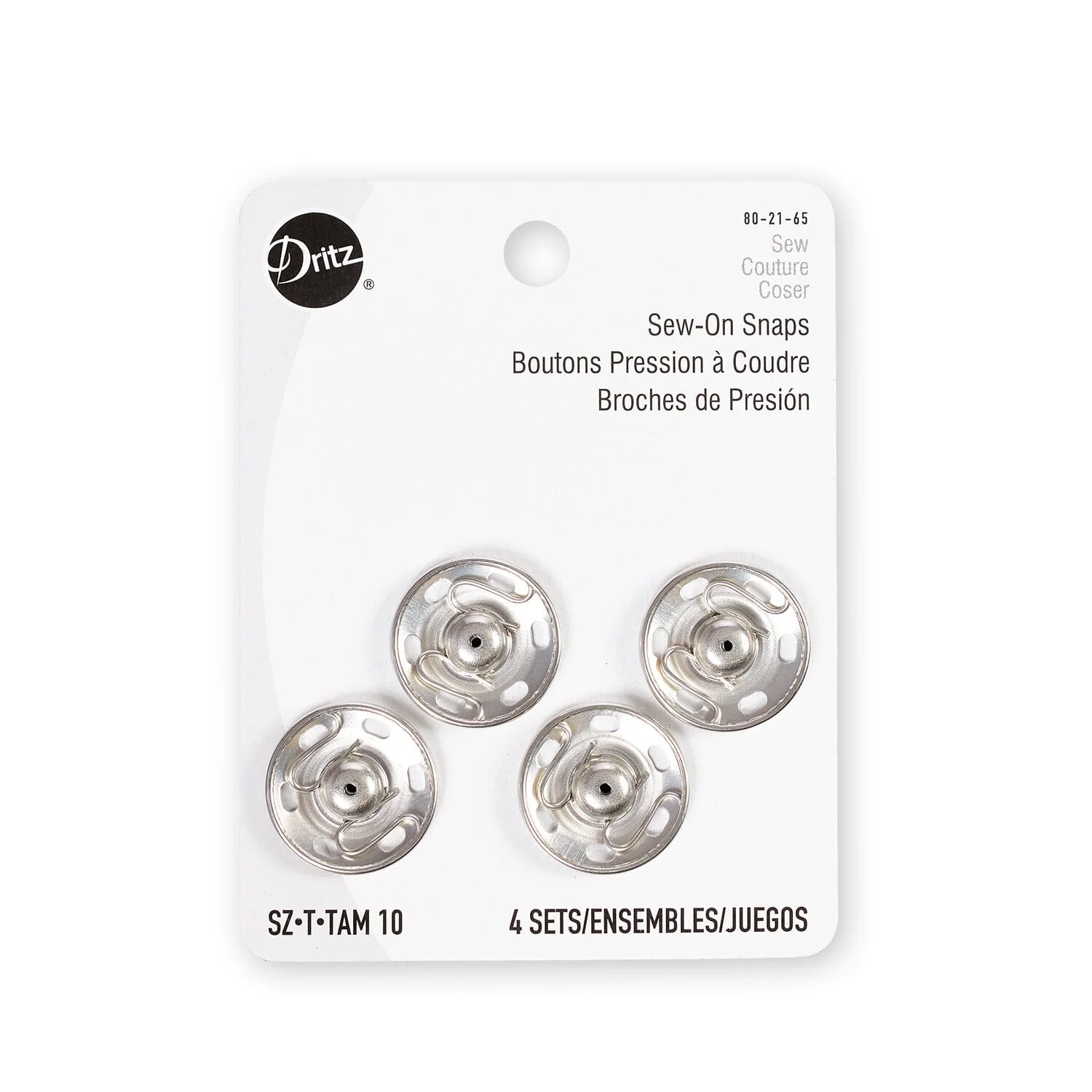 Dritz® Size 10 (19mm) Sew-On Snaps - 4 Pack - Image 2