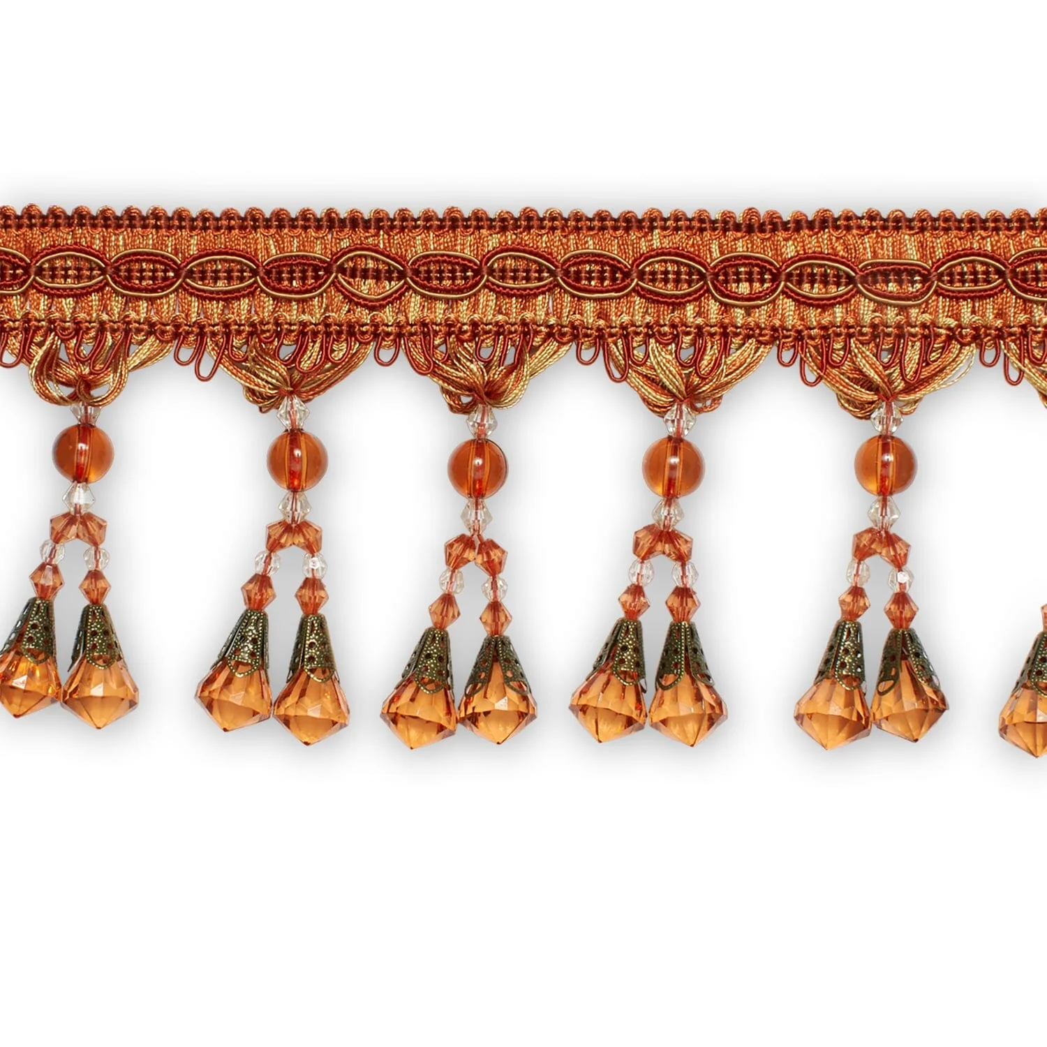 Dual Beaded Rhinestone Tassel Fringe Trim - Image 5