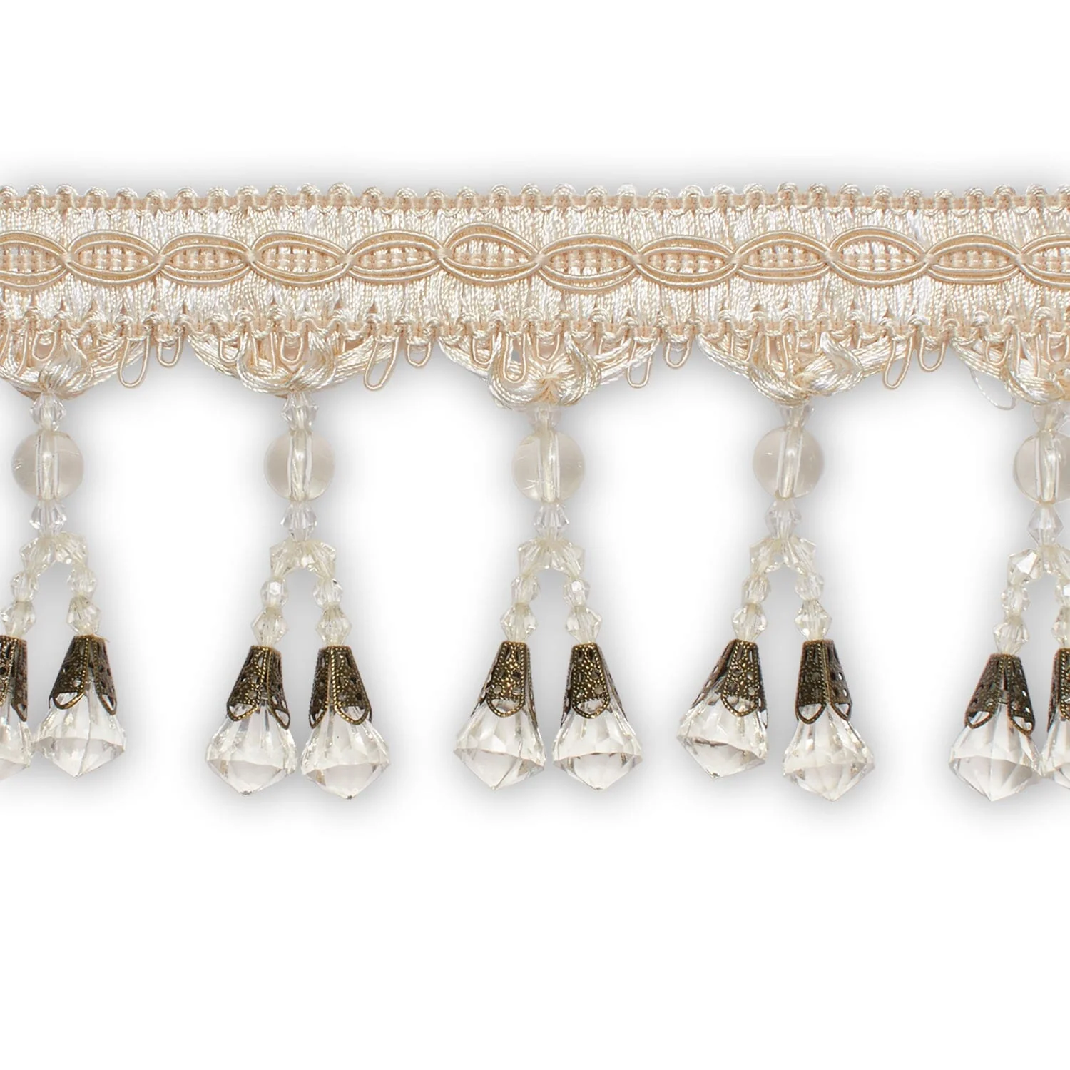 Dual Beaded Rhinestone Tassel Fringe Trim - Image 8