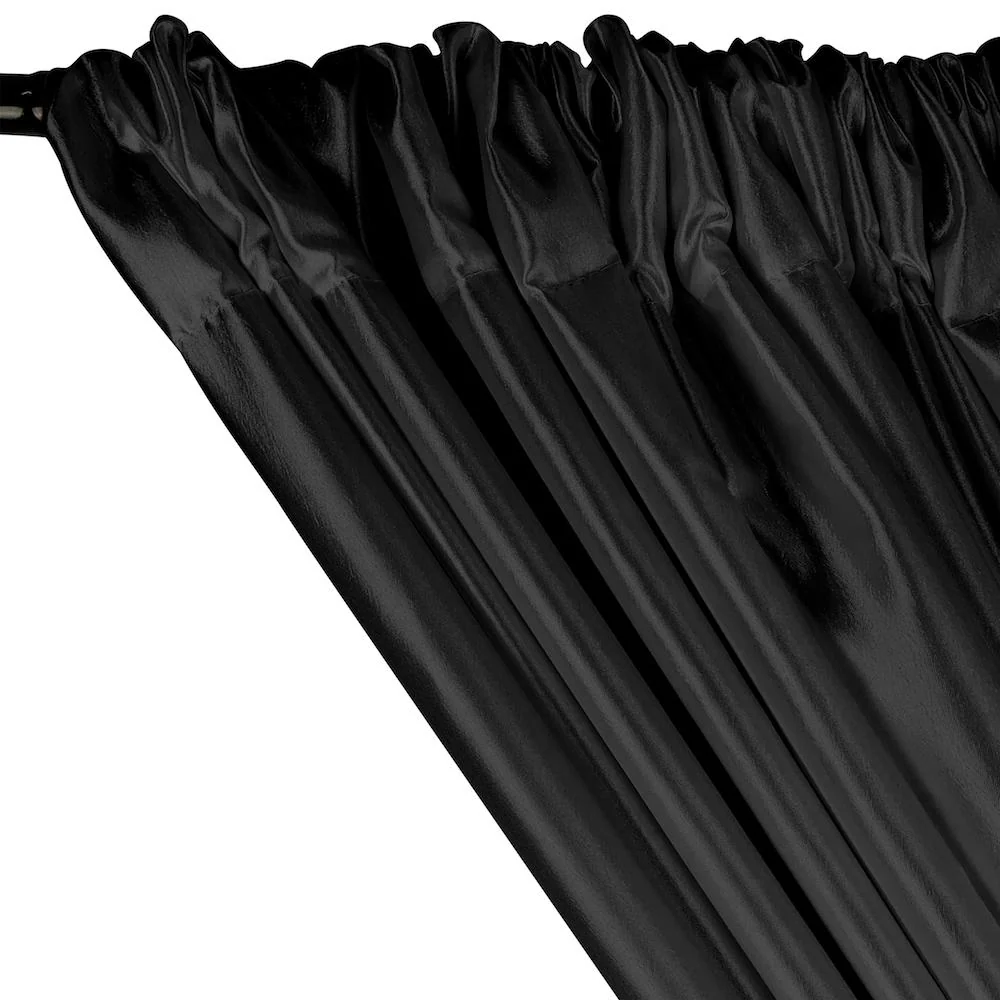 Extra Wide Nylon Taffeta Rod Pocket Curtains - Black - Image 2